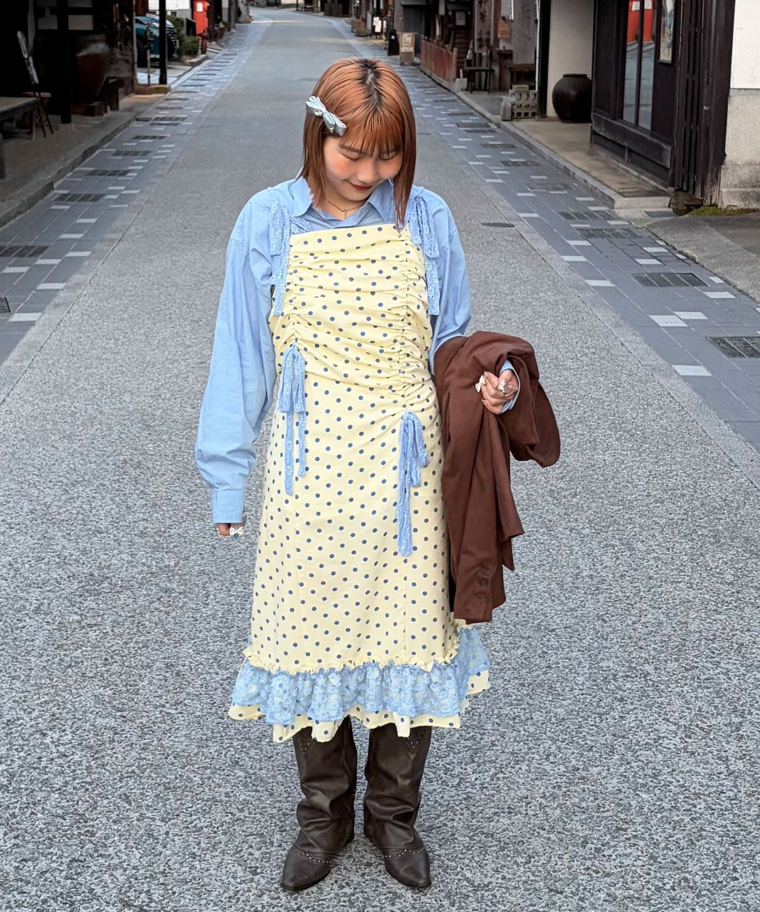 CIAOPANIC(チャオパニック) 【おひよ(@ohiyooo06)企画】アソート柄レースリボンシャーリングキャミワンピース