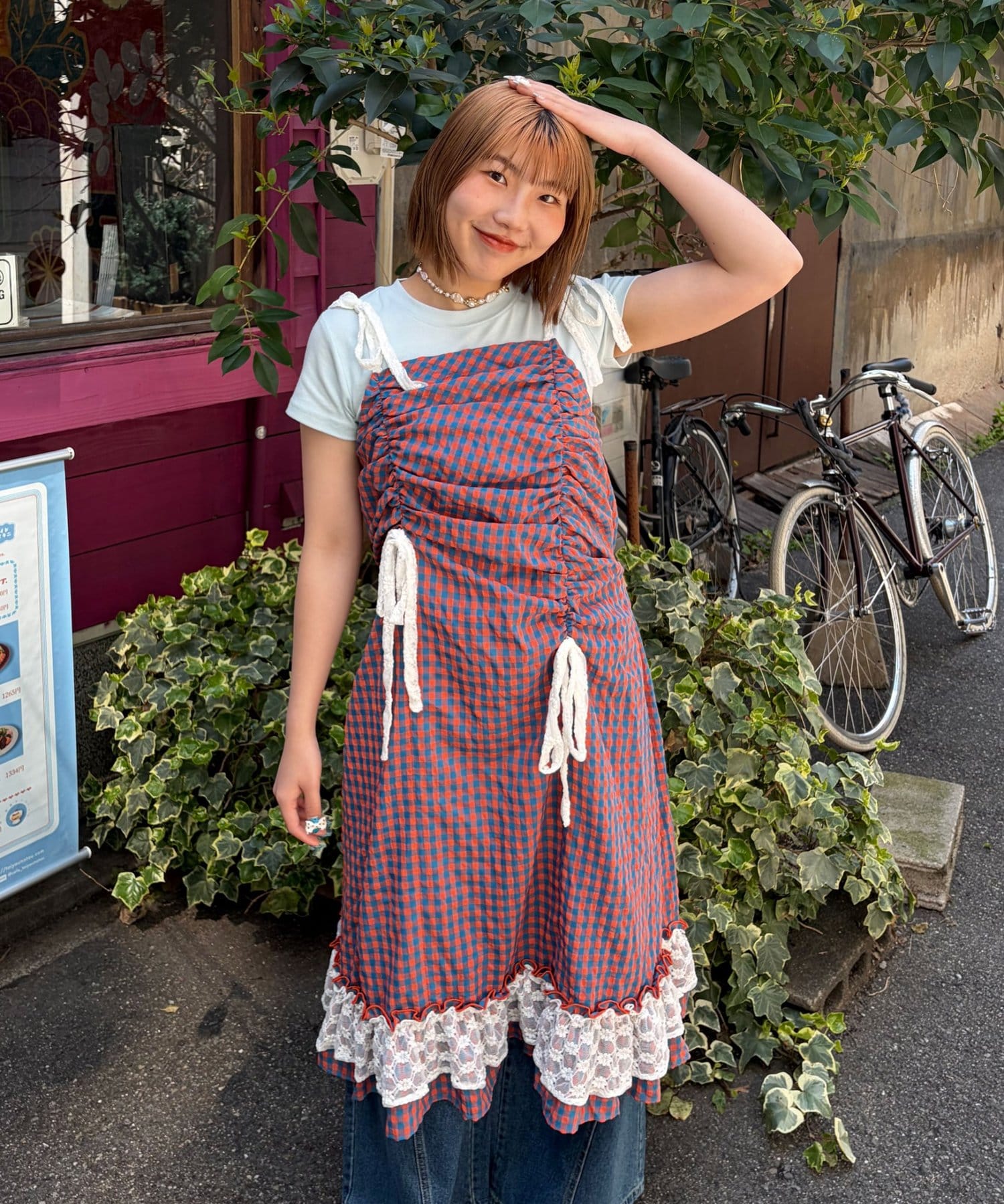 CIAOPANIC(チャオパニック) 【おひよ(@ohiyooo06)企画】アソート柄レースリボンシャーリングキャミワンピース