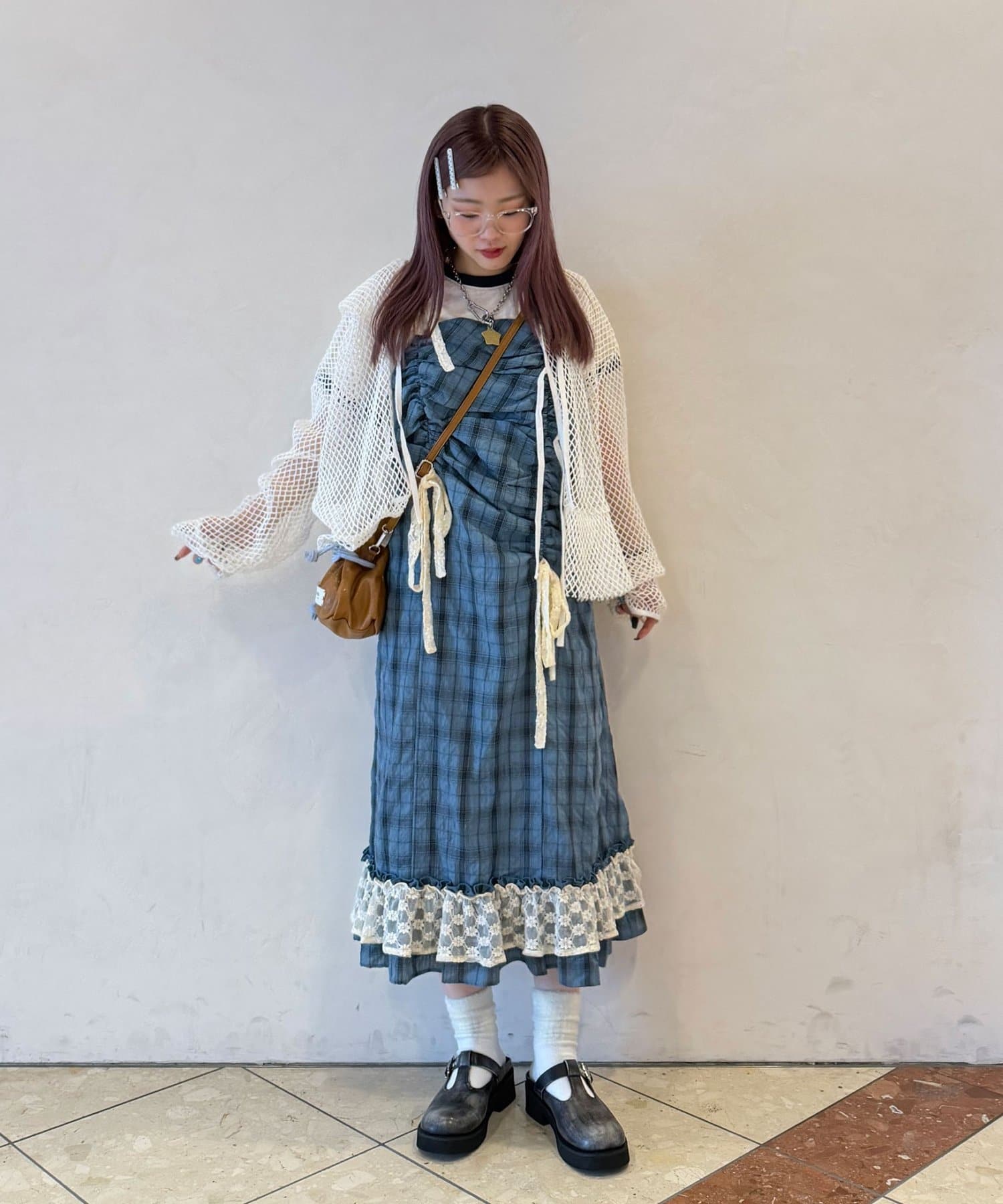 CIAOPANIC(チャオパニック) 【おひよ(@ohiyooo06)企画】アソート柄レースリボンシャーリングキャミワンピース