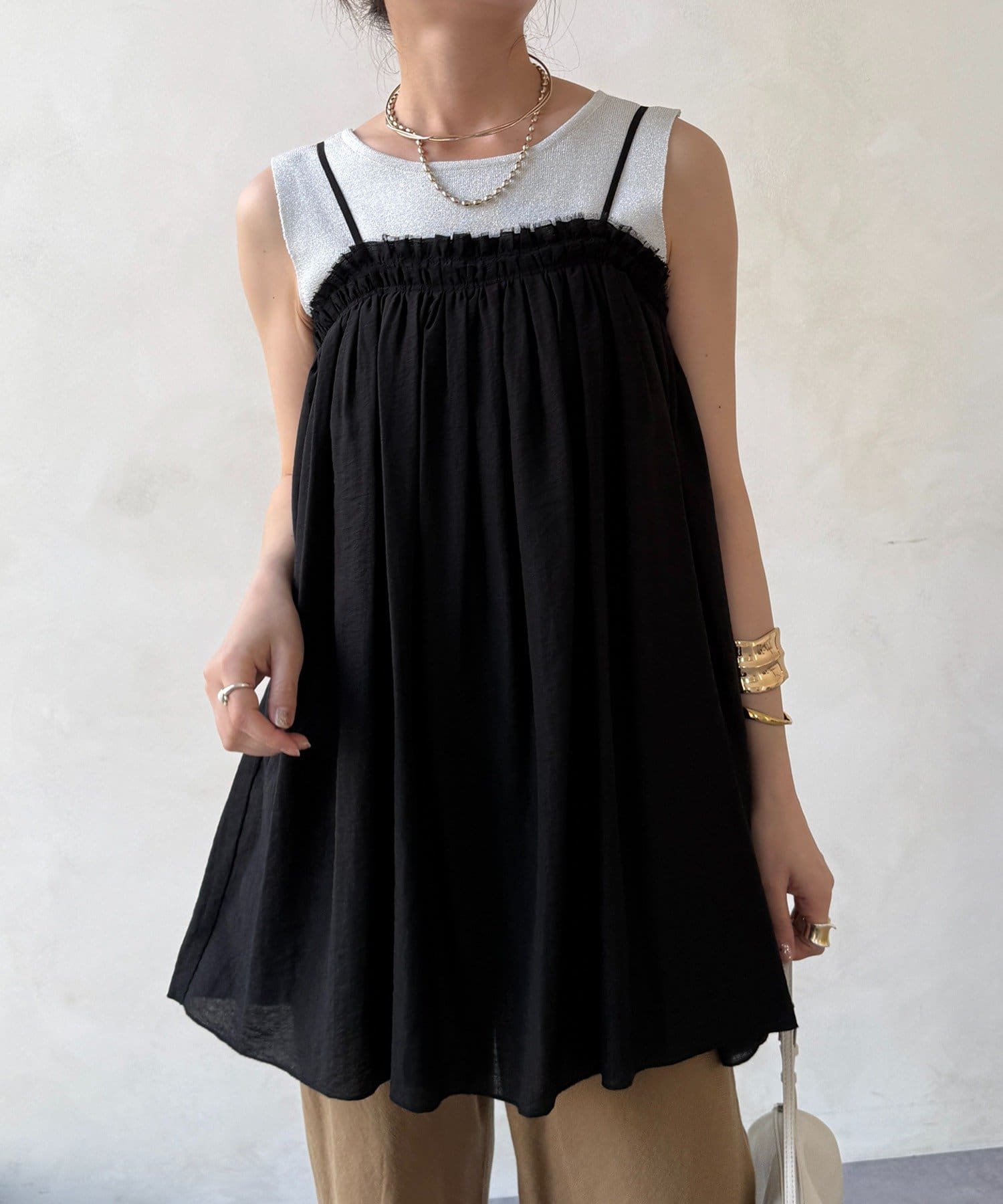 DOUDOU(ドゥドゥ) ギャザーキャミ