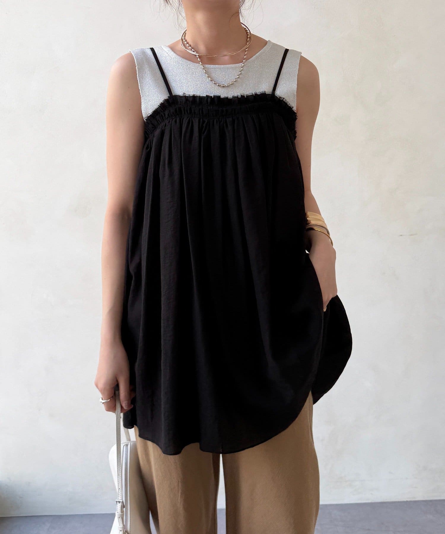 DOUDOU(ドゥドゥ) ギャザーキャミ