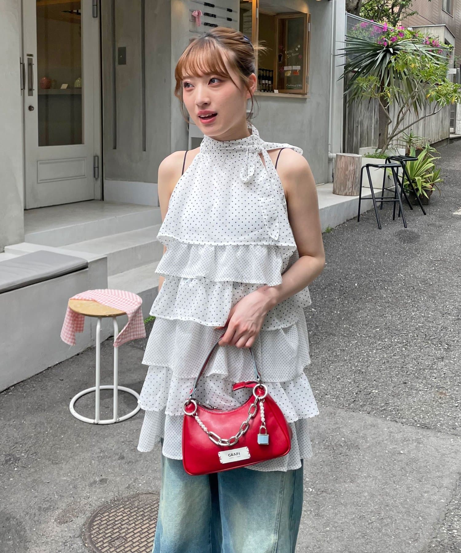 CIAOPANIC(チャオパニック) 4/29（水）0:00～販売開始【あやっち(@_acoba_)企画】2WAYアソート柄ティアードノースリーブブラウス