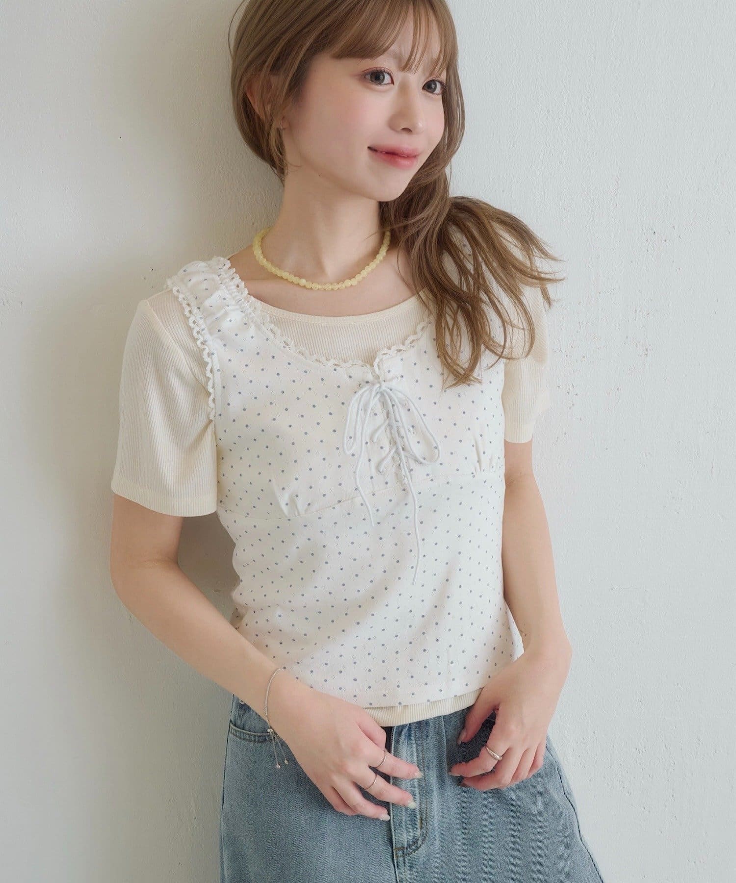 Kastane(カスタネ) ドットタンクレイヤードTee