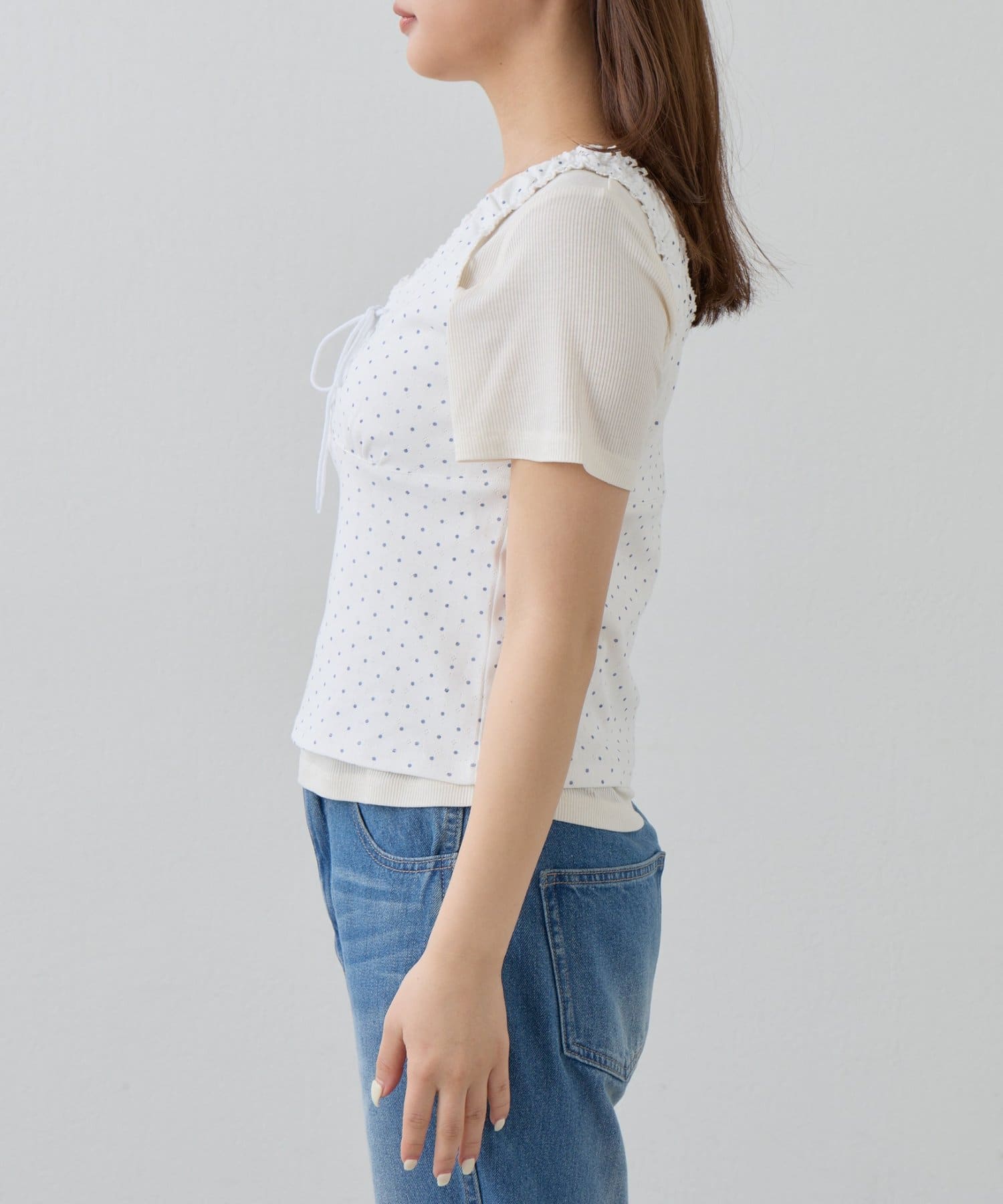 Kastane(カスタネ) ドットタンクレイヤードTee