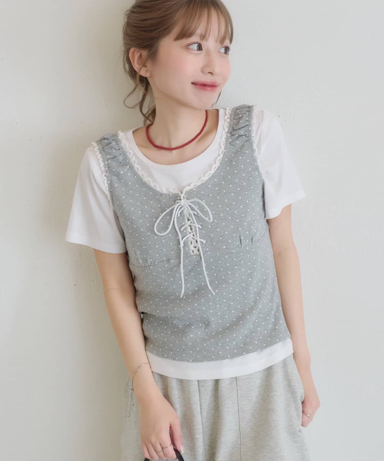 Kastane(カスタネ) ドットタンクレイヤードTee