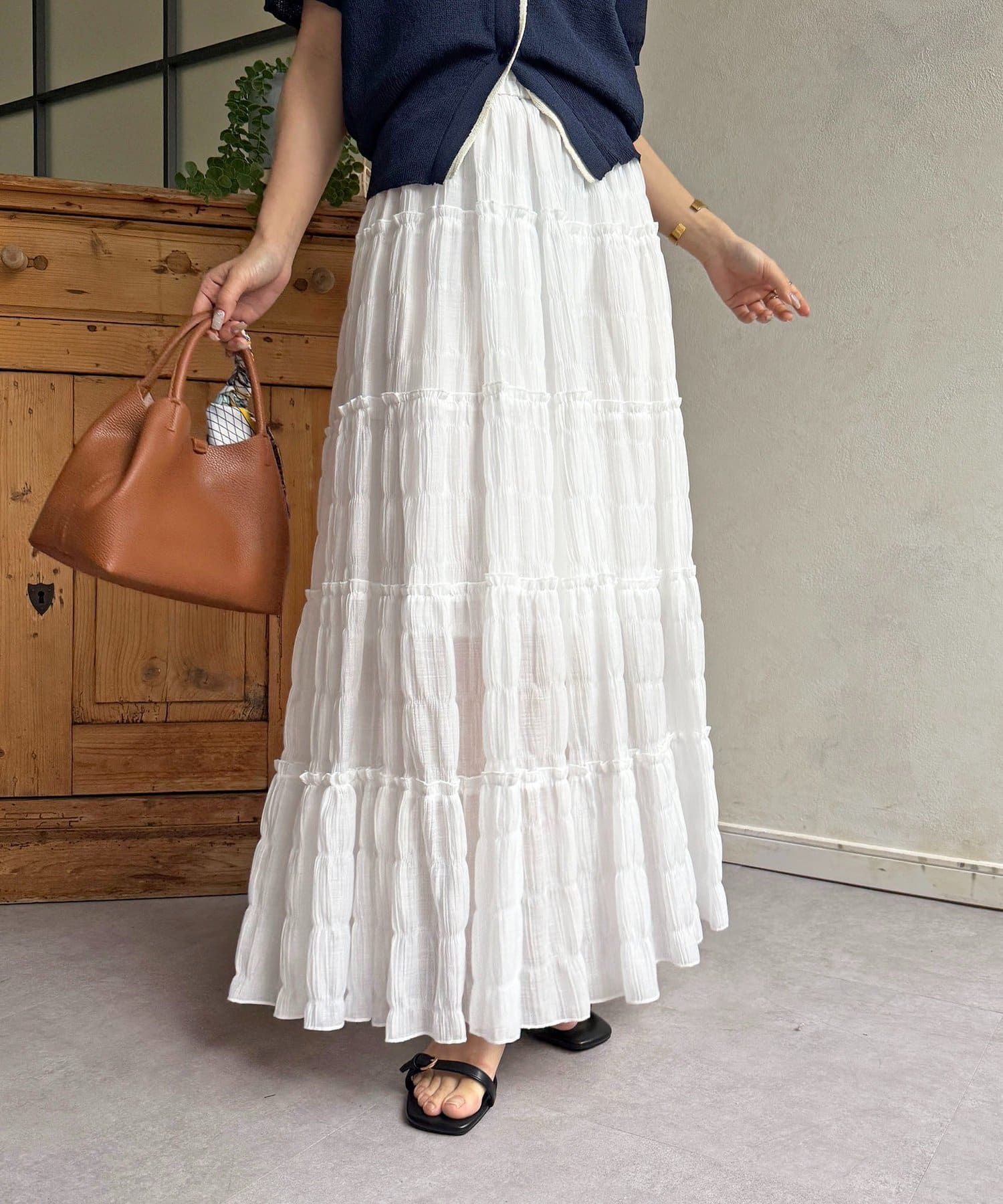 Thevon.(ゼヴォン) シャーリングティアードスカート