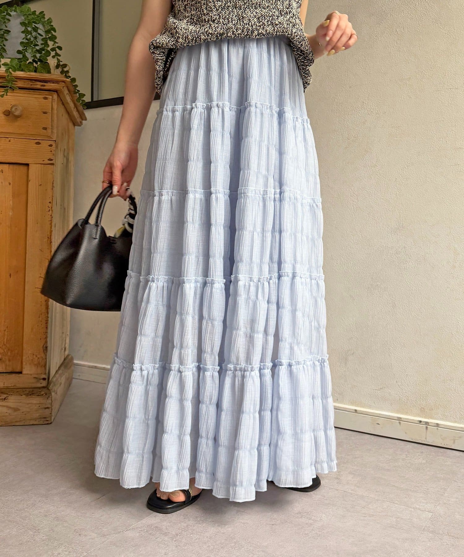 Thevon.(ゼヴォン) シャーリングティアードスカート