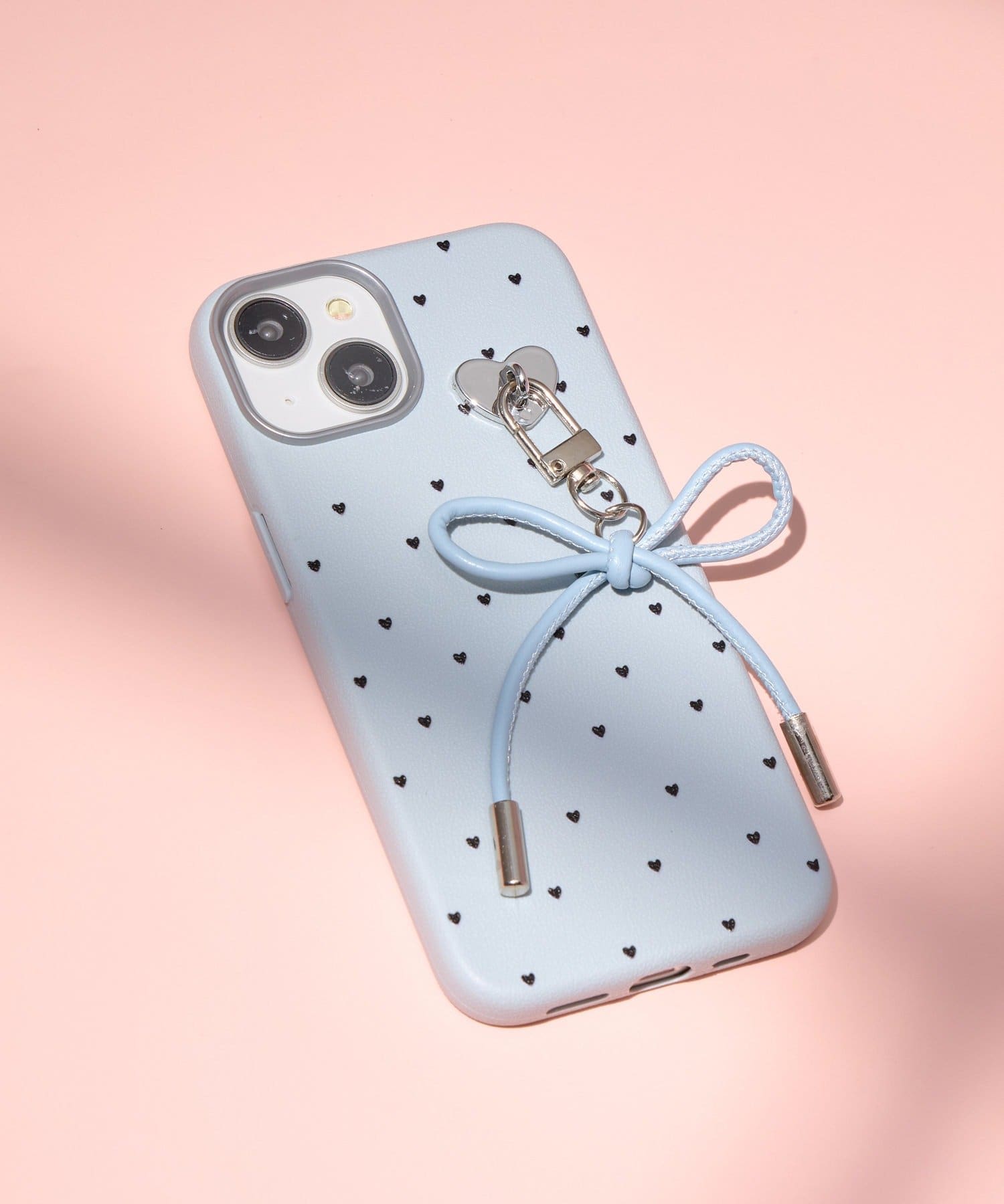 Lattice(ラティス) リボンハートドットスマホケース(iPhone13/14)