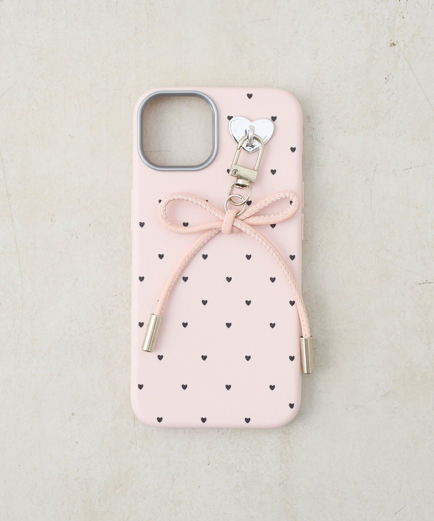 Lattice(ラティス) リボンハートドットスマホケース(iPhone13/14)