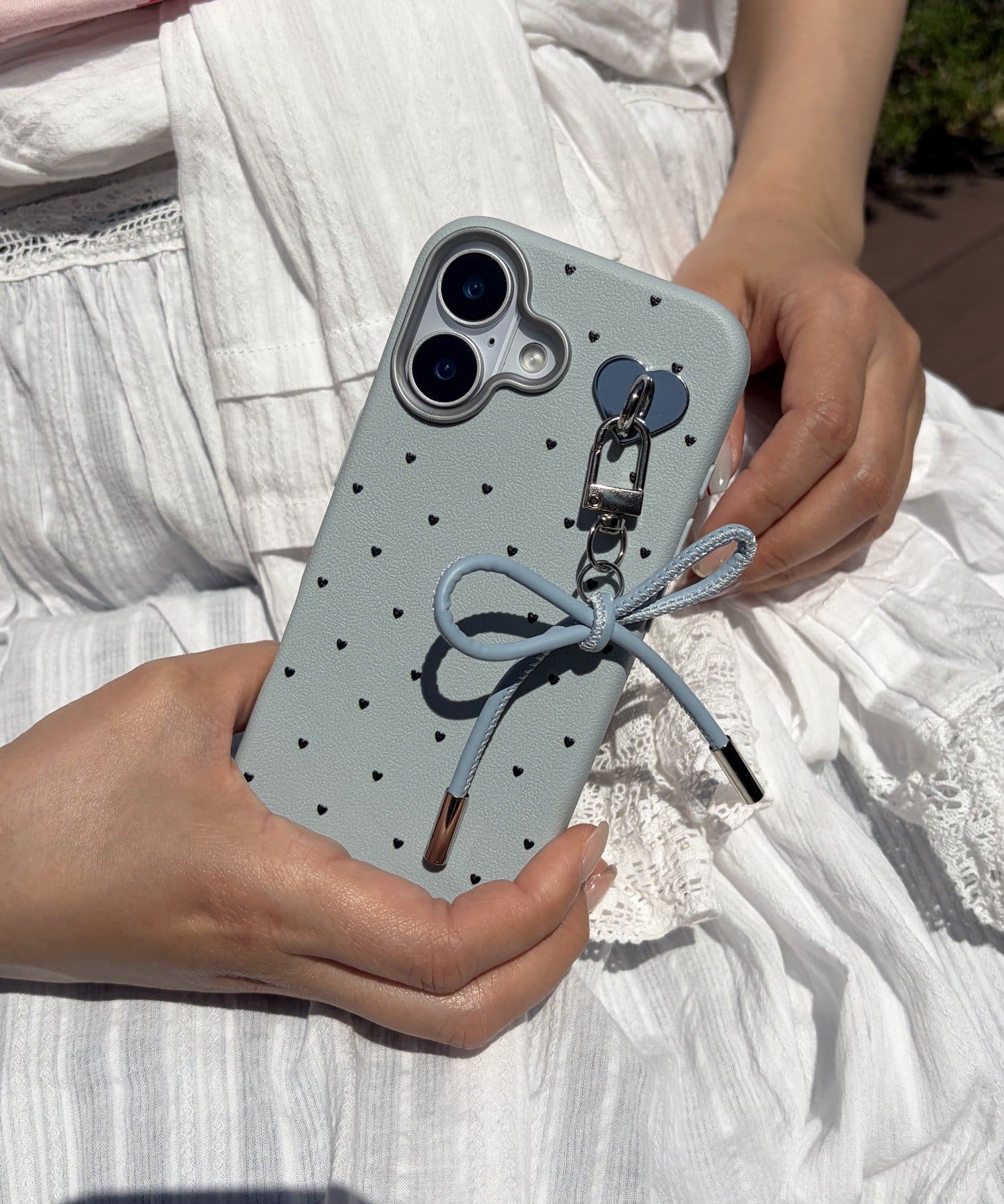 Lattice(ラティス) リボンハートドットスマホケース(iPhone17)
