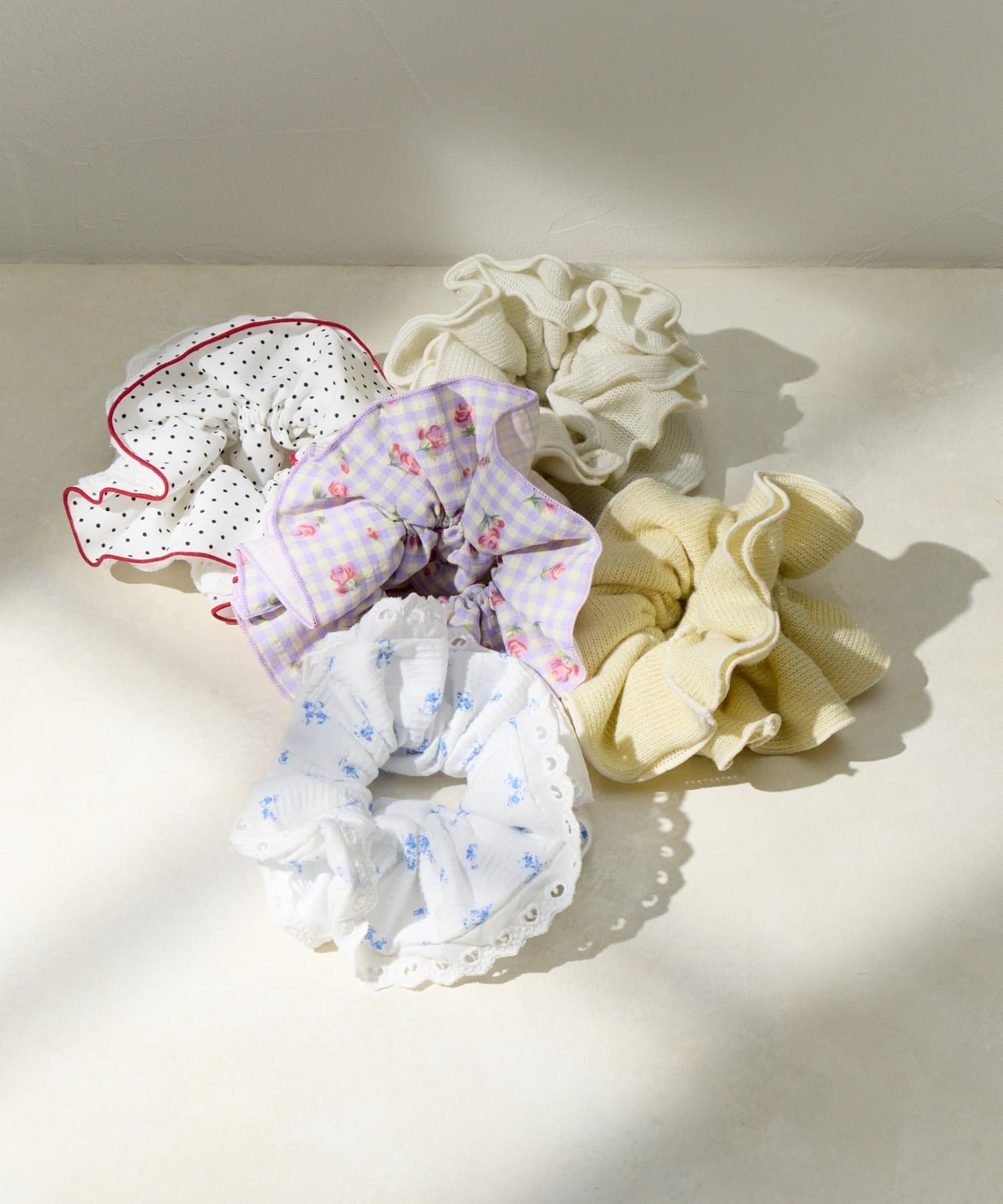 Lattice(ラティス) ギンガムチェック花柄シュシュ