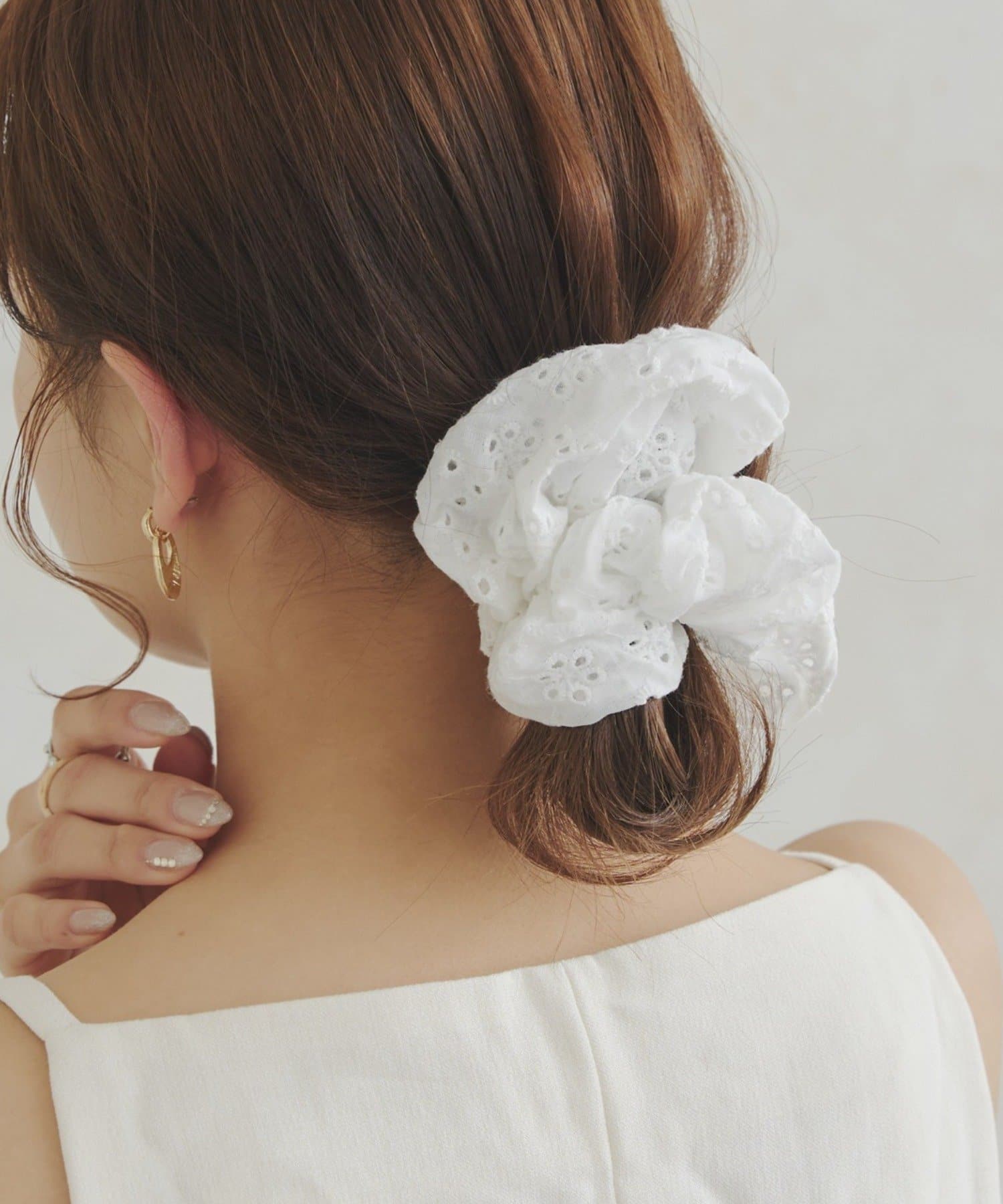 Lattice(ラティス) コットン風レースシュシュ