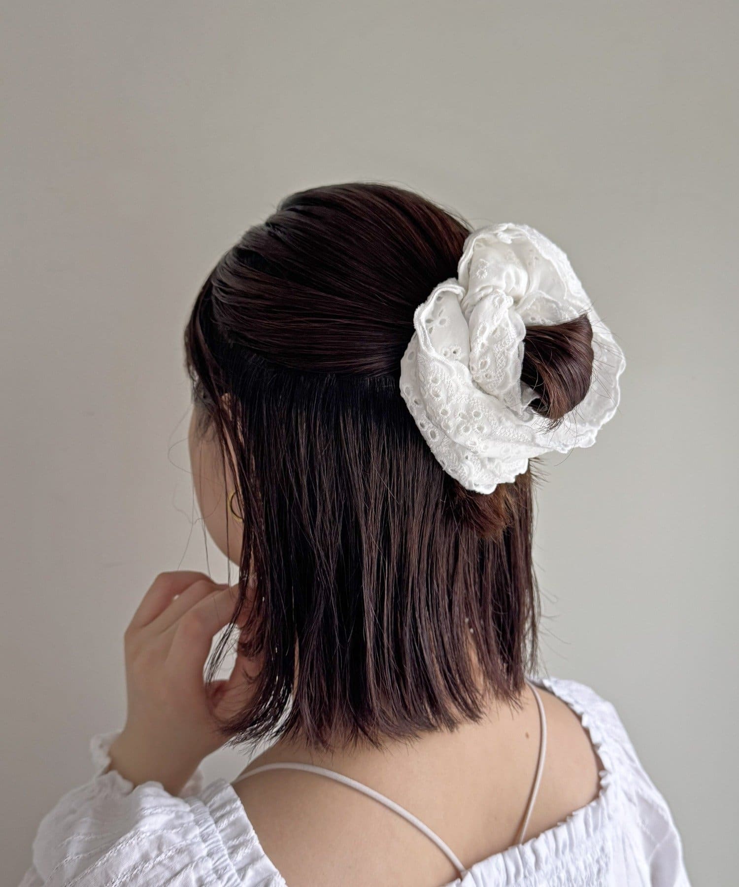 Lattice(ラティス) コットン風レースシュシュ