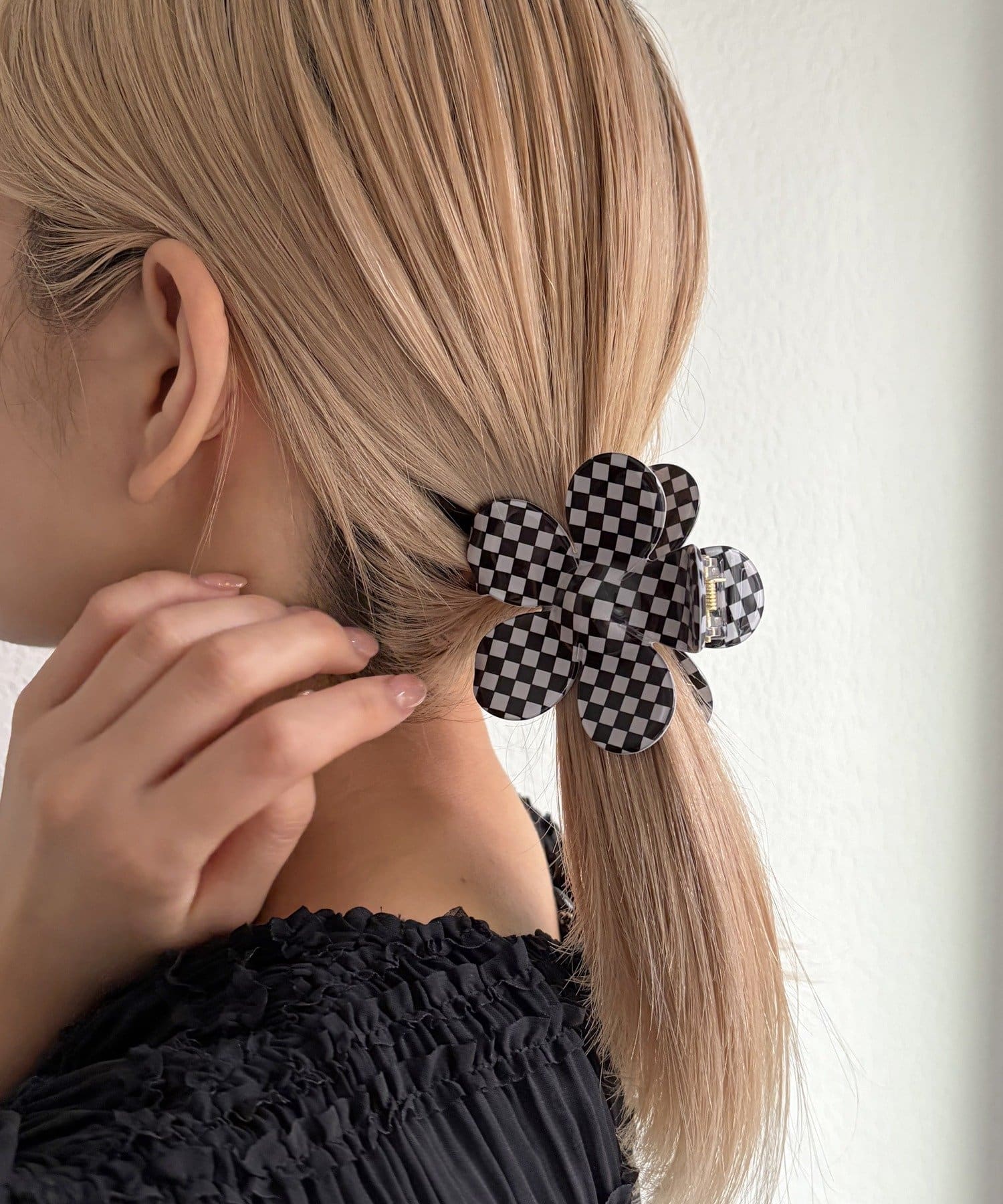 Lattice(ラティス) チェックフラワークリップ