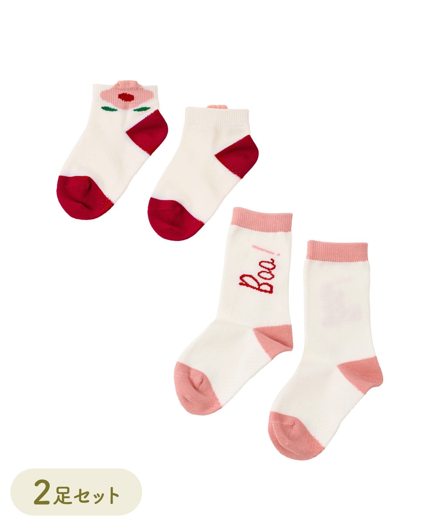 3COINS(スリーコインズ) フラワー2足セットソックス