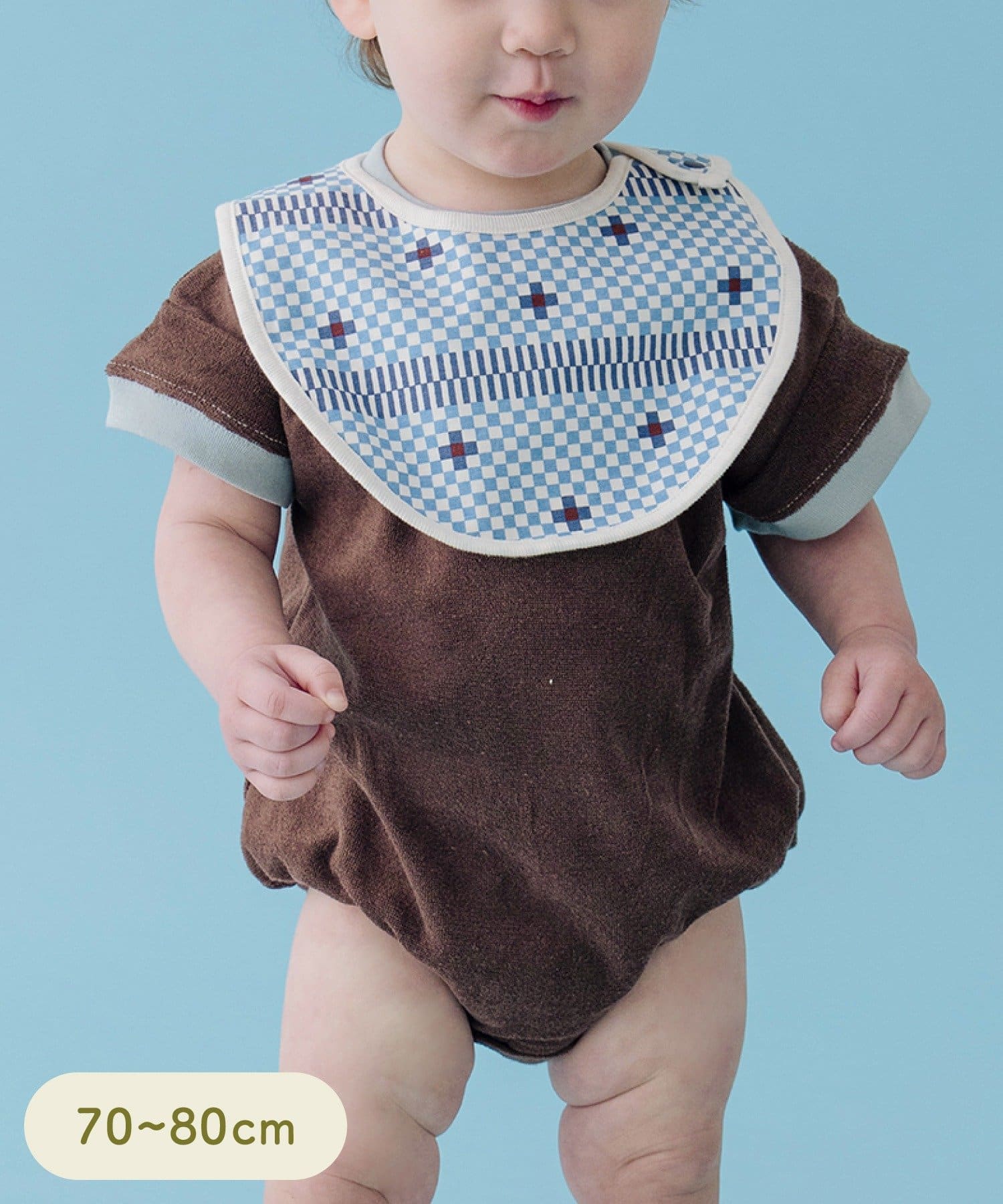 3COINS(スリーコインズ) パイル半袖ロンパース：70～80cm