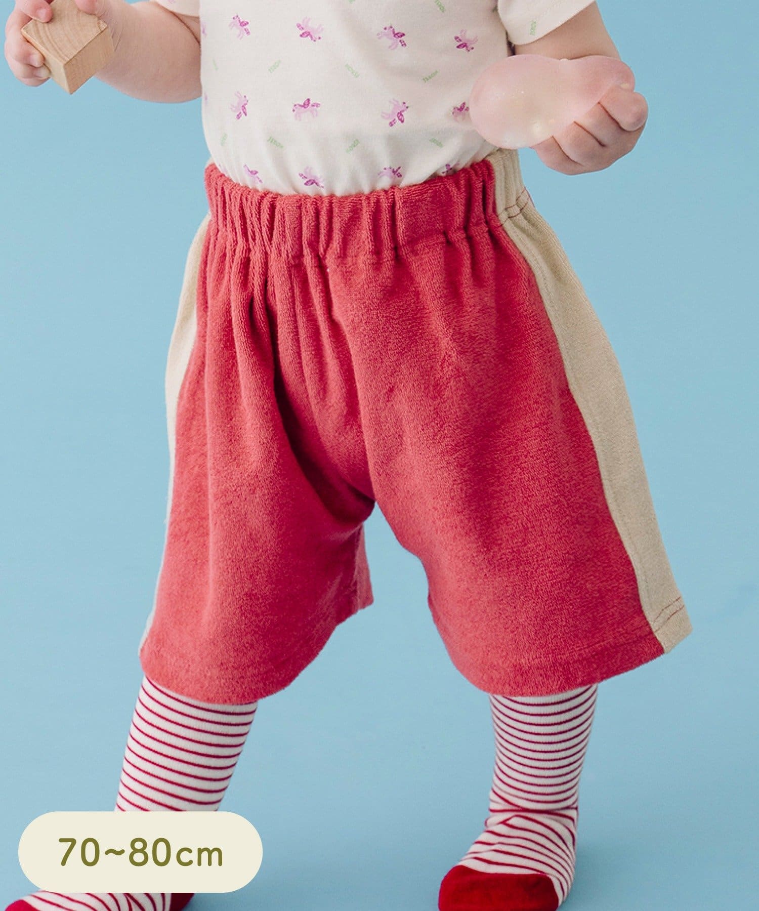 3COINS(スリーコインズ) パイルハーフパンツ：70～80cm