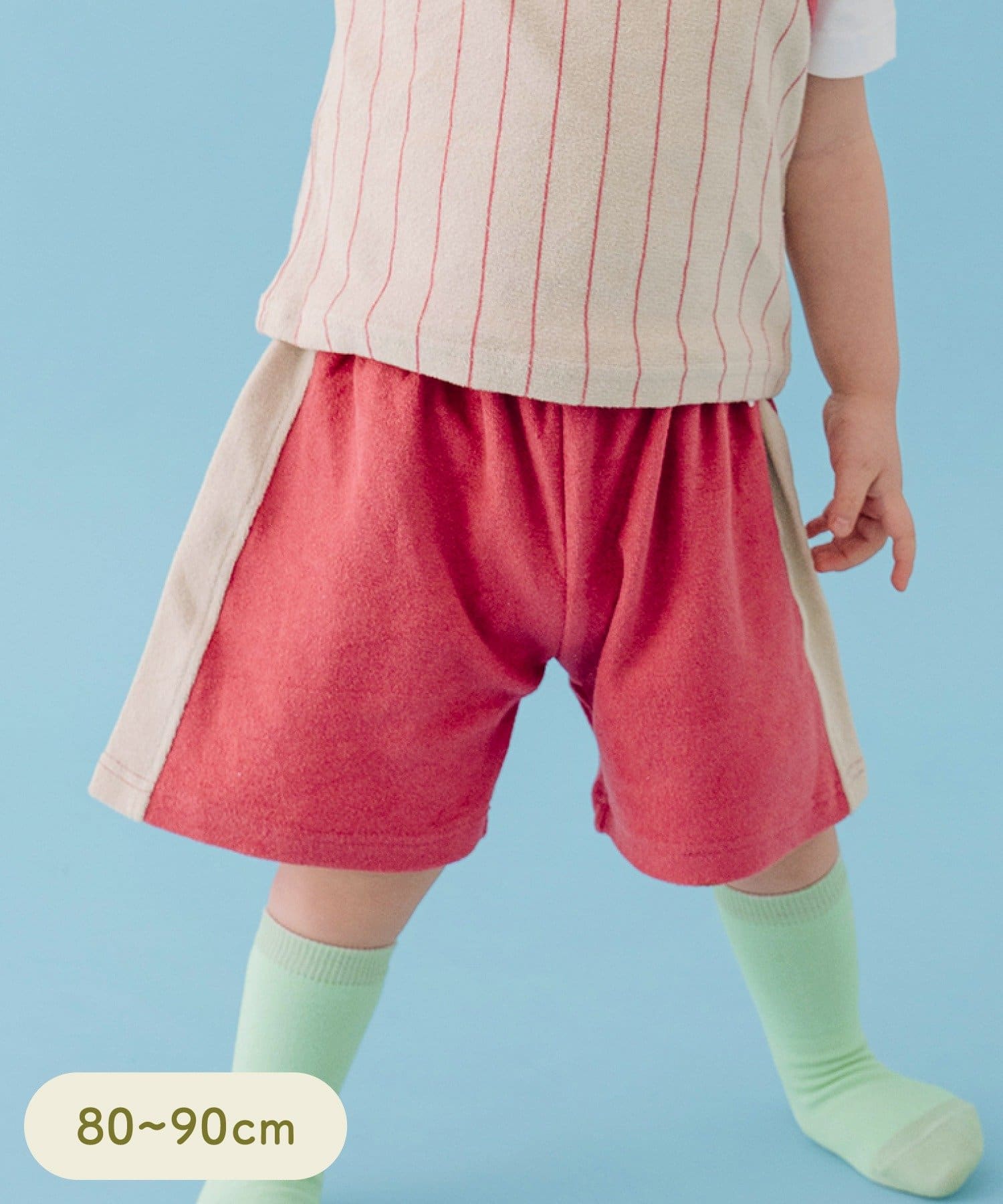 3COINS(スリーコインズ) パイルハーフパンツ：80～90cm