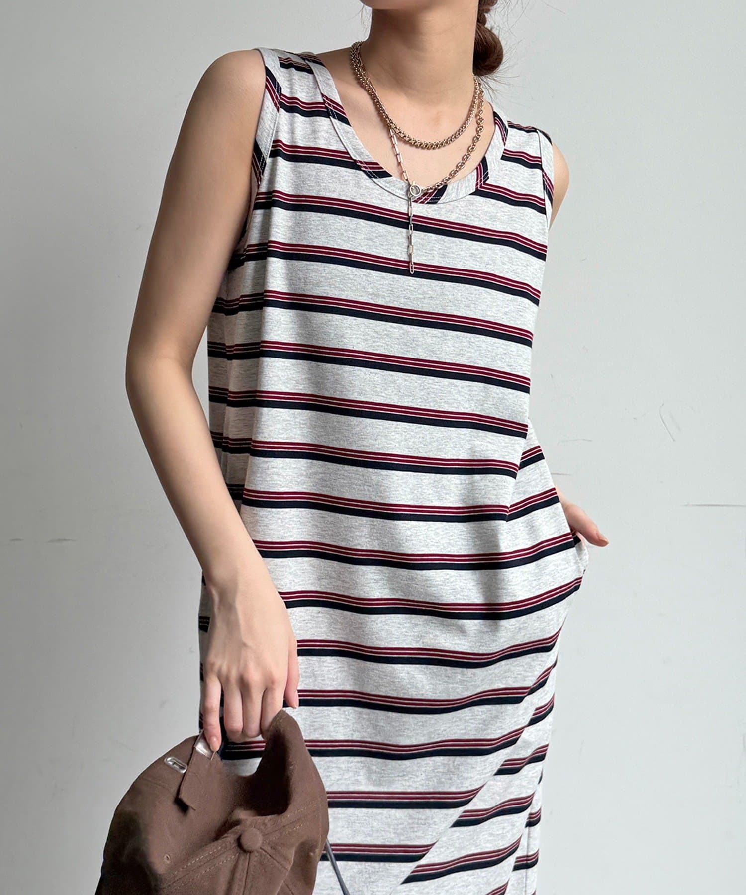 DOUDOU(ドゥドゥ) マルチボーダータンクワンピース