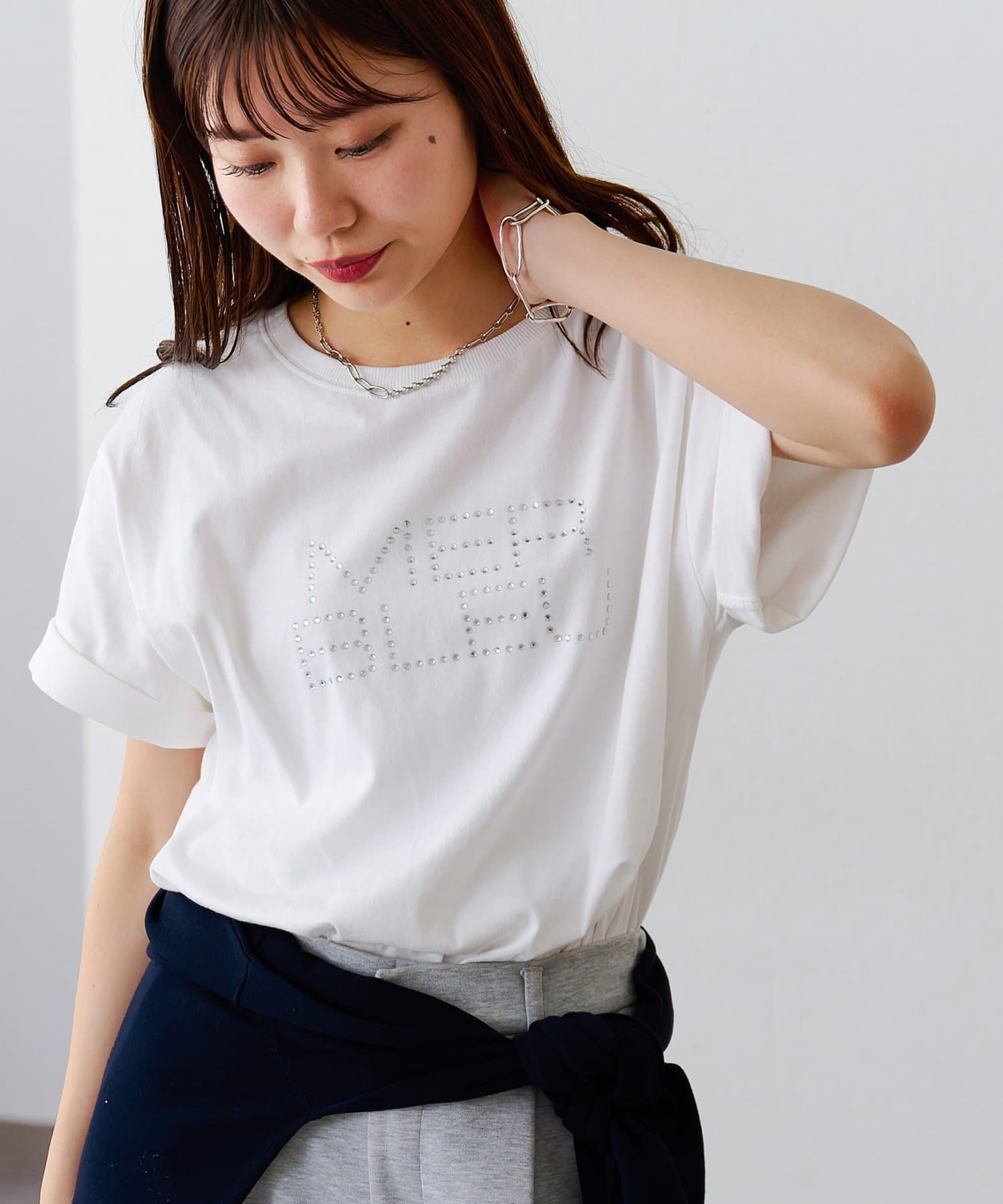 DISCOAT(ディスコート) ラインストーンロゴTシャツ