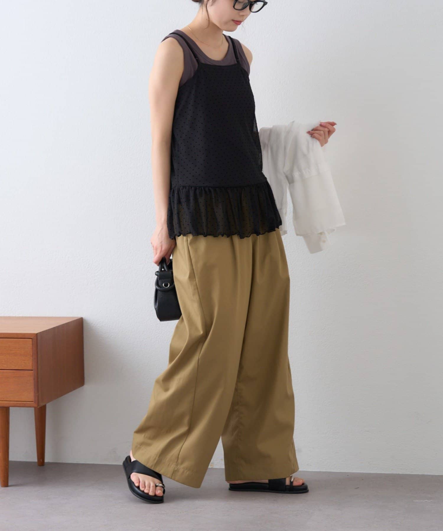 CIAOPANIC TYPY(チャオパニックティピー) 【2WAY】フロッキードットチュール裾フリルキャミ