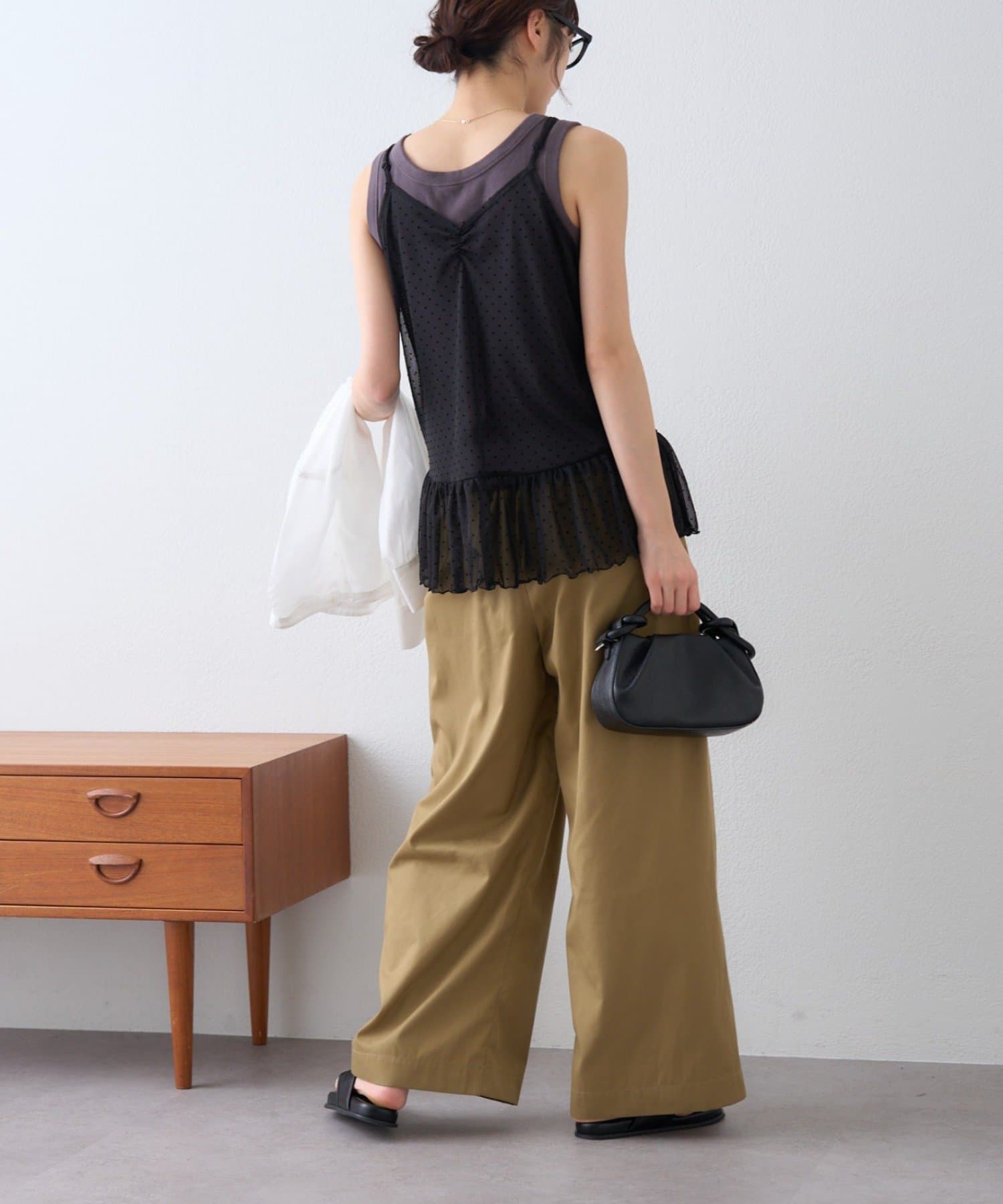 CIAOPANIC TYPY(チャオパニックティピー) 【2WAY】フロッキードットチュール裾フリルキャミ