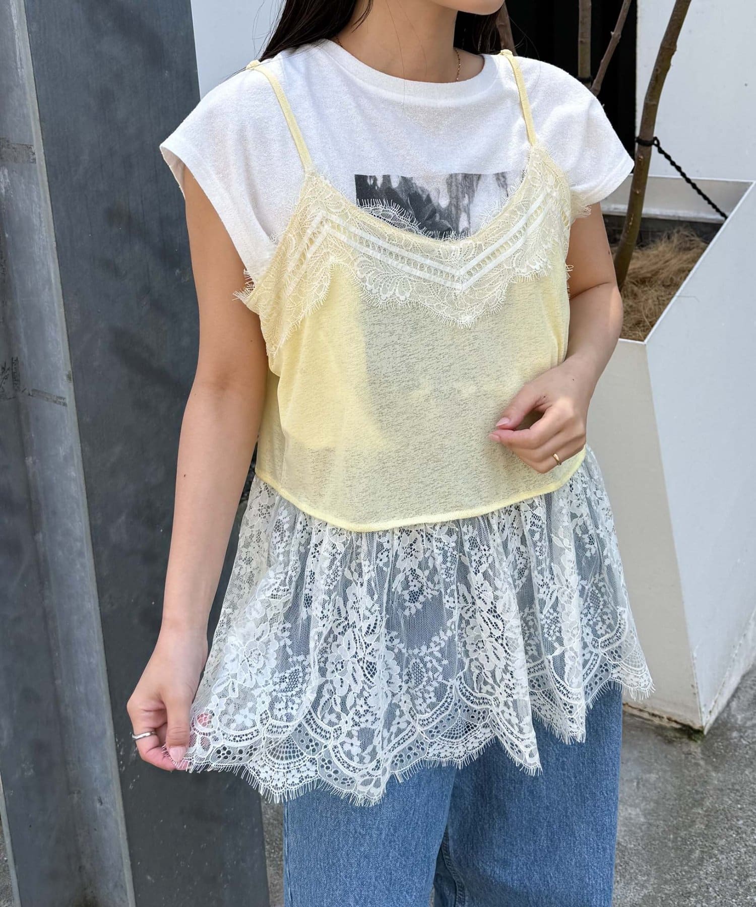 CIAOPANIC TYPY(チャオパニックティピー) 裾レースドッキングシアーキャミチュニック