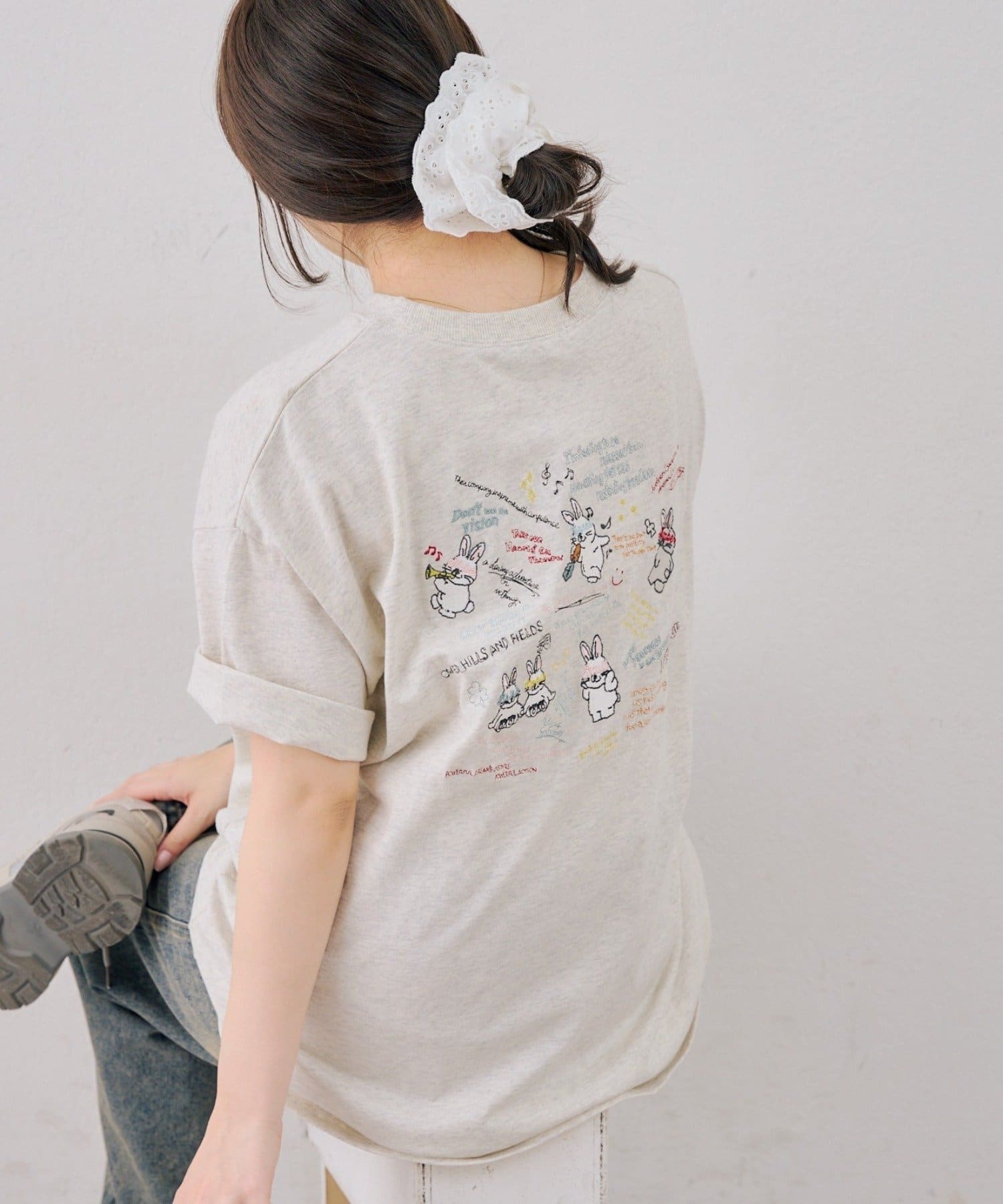 NICE CLAUP / OLIVE des OLIVE OUTLET(ナイスクラップ  / オリーブ デ オリーブ アウトレット) 【ANOTHER BRANCH】わちゃわちゃウサギＢＩＧＴシャツ