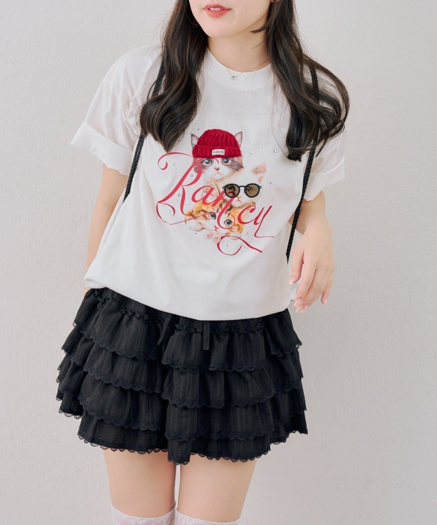 NICE CLAUP / OLIVE des OLIVE OUTLET(ナイスクラップ  / オリーブ デ オリーブ アウトレット) 【ANOTHER BRANCH】ニャンコ三姉妹ＢＩＧＴシャツ