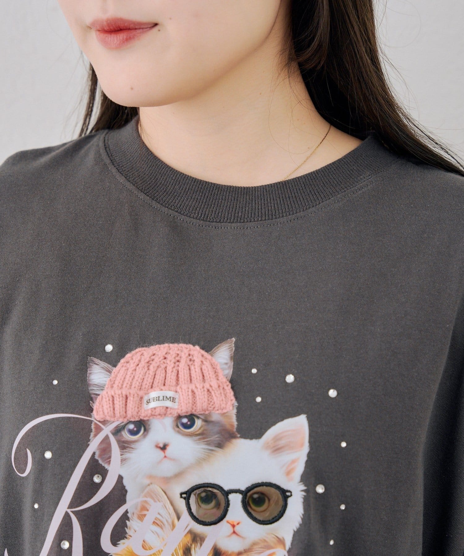 NICE CLAUP / OLIVE des OLIVE OUTLET(ナイスクラップ  / オリーブ デ オリーブ アウトレット) 【ANOTHER BRANCH】ニャンコ三姉妹ＢＩＧＴシャツ