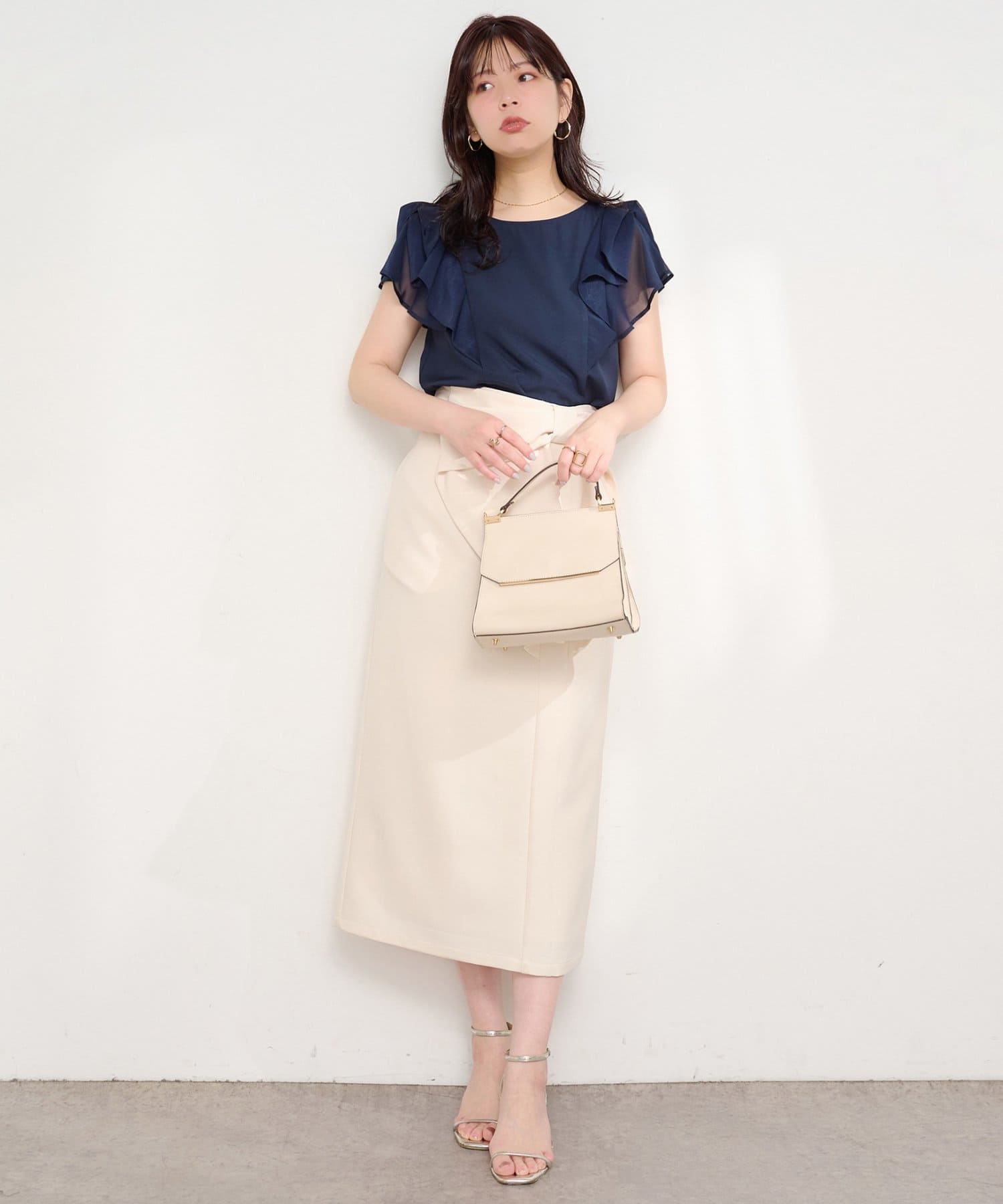 natural couture(ナチュラルクチュール) ショルダーリボンブラウス