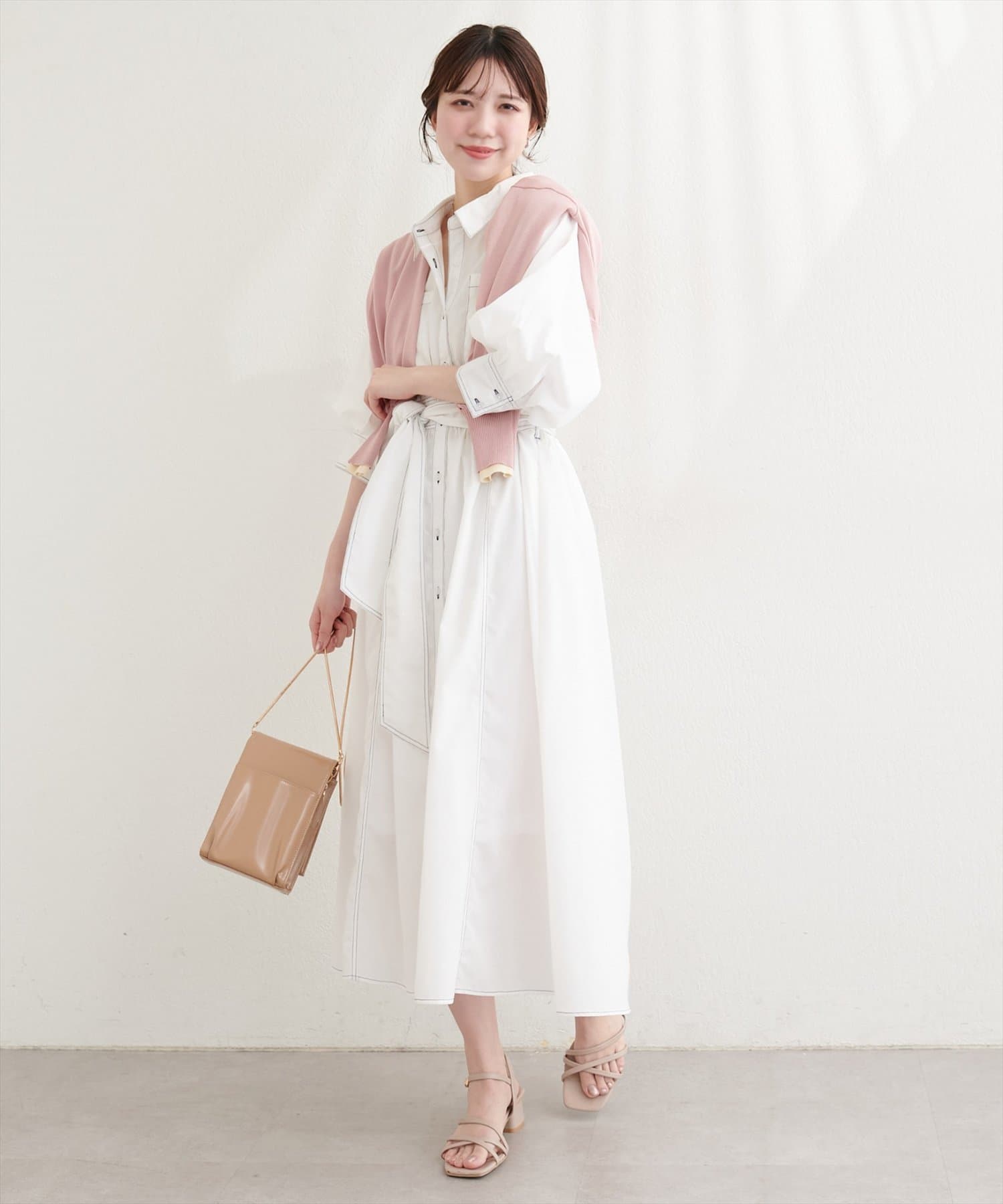 natural couture(ナチュラルクチュール) バルーンスリーブシャツワンピース