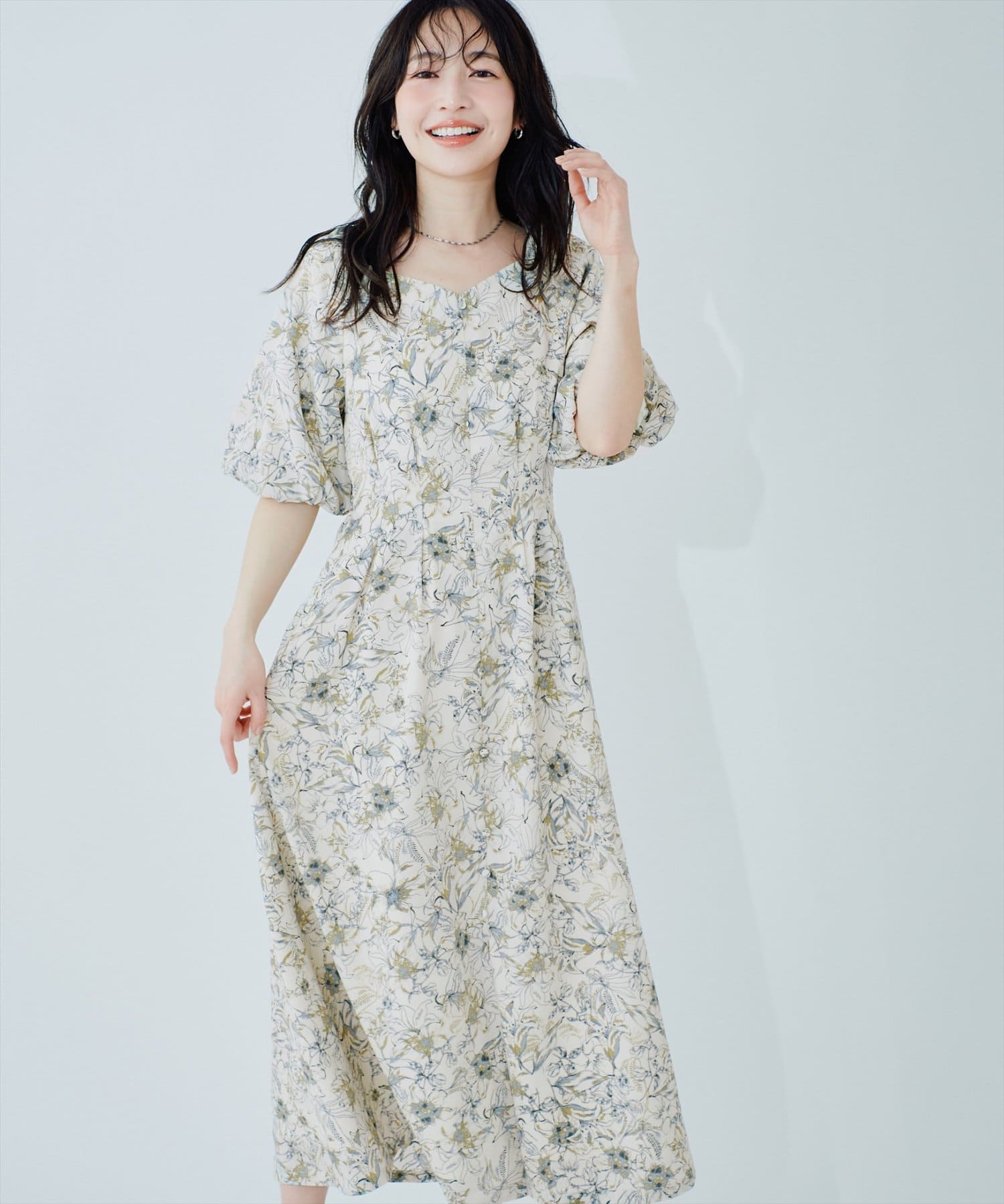 natural couture(ナチュラルクチュール) バルーンスリーブガーリーワンピース