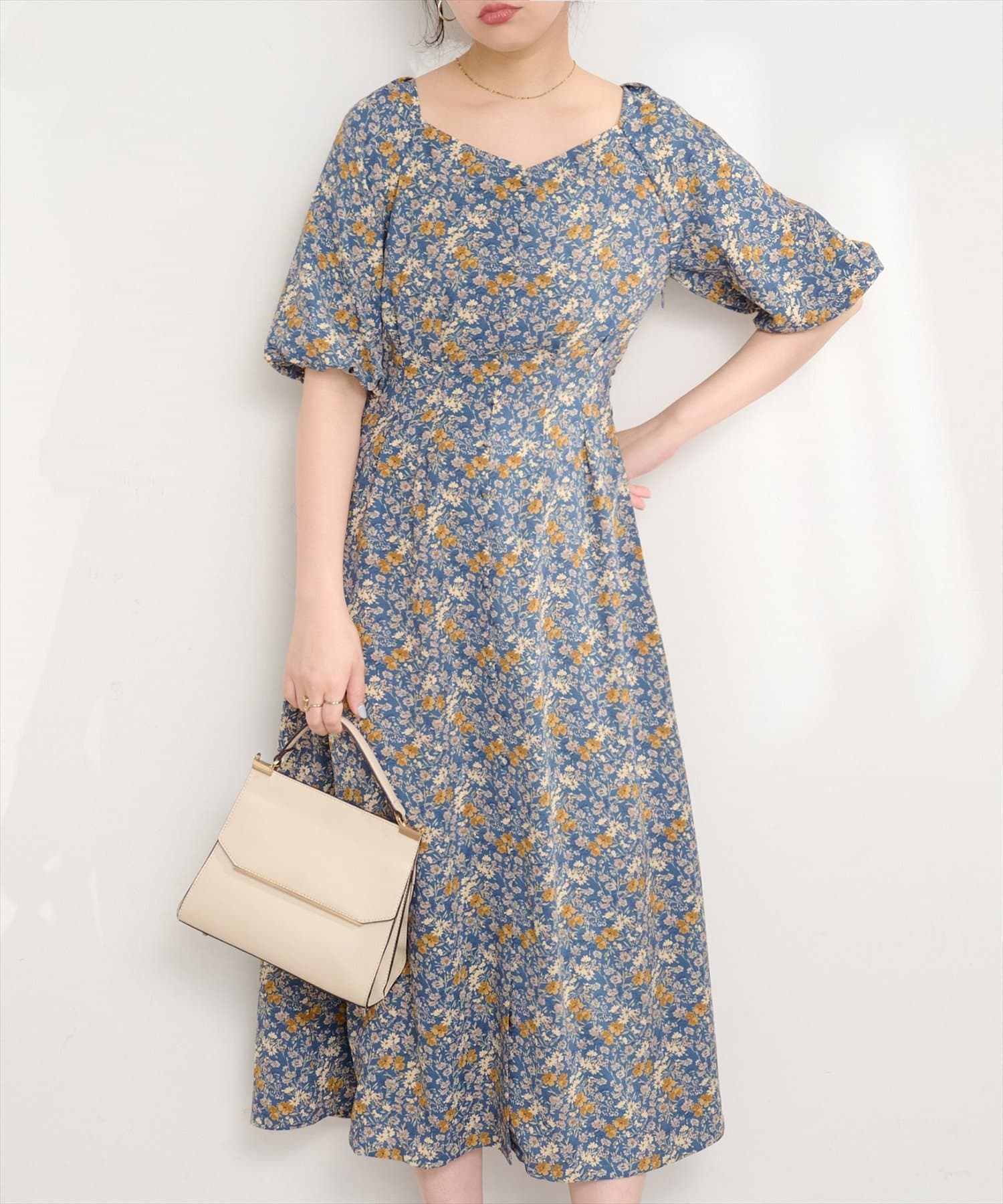 natural couture(ナチュラルクチュール) バルーンスリーブガーリーワンピース