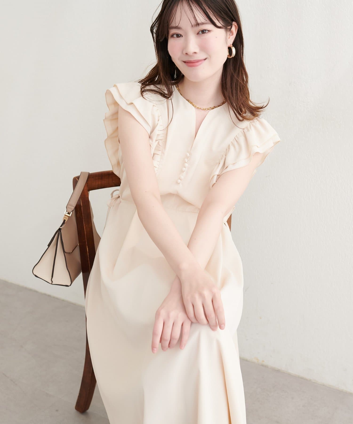 natural couture(ナチュラルクチュール) フリルスリーブワンピース