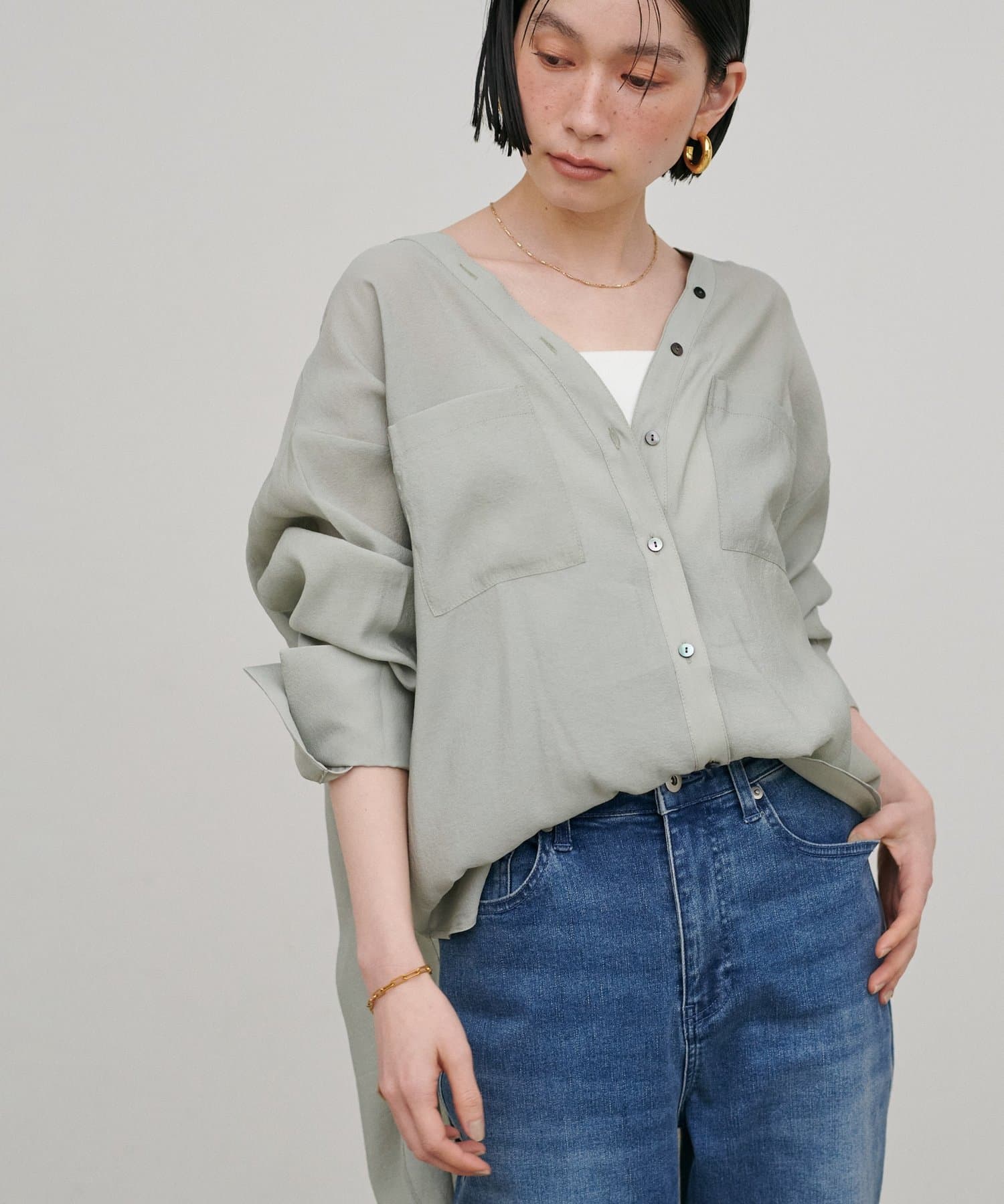 LARUTA(ラルータ) 2WAYVネックスキッパーシャツ