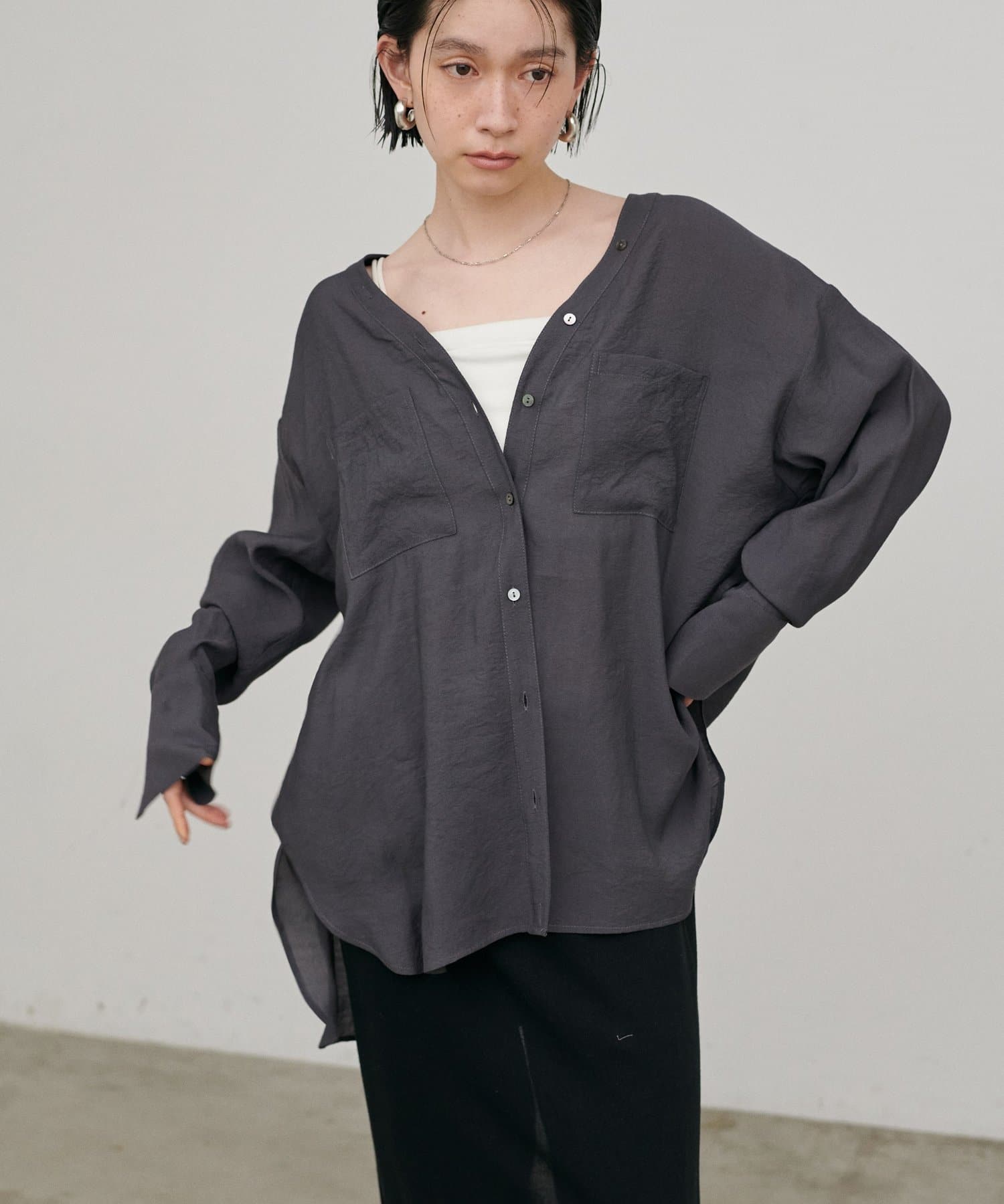 LARUTA(ラルータ) 2WAYVネックスキッパーシャツ