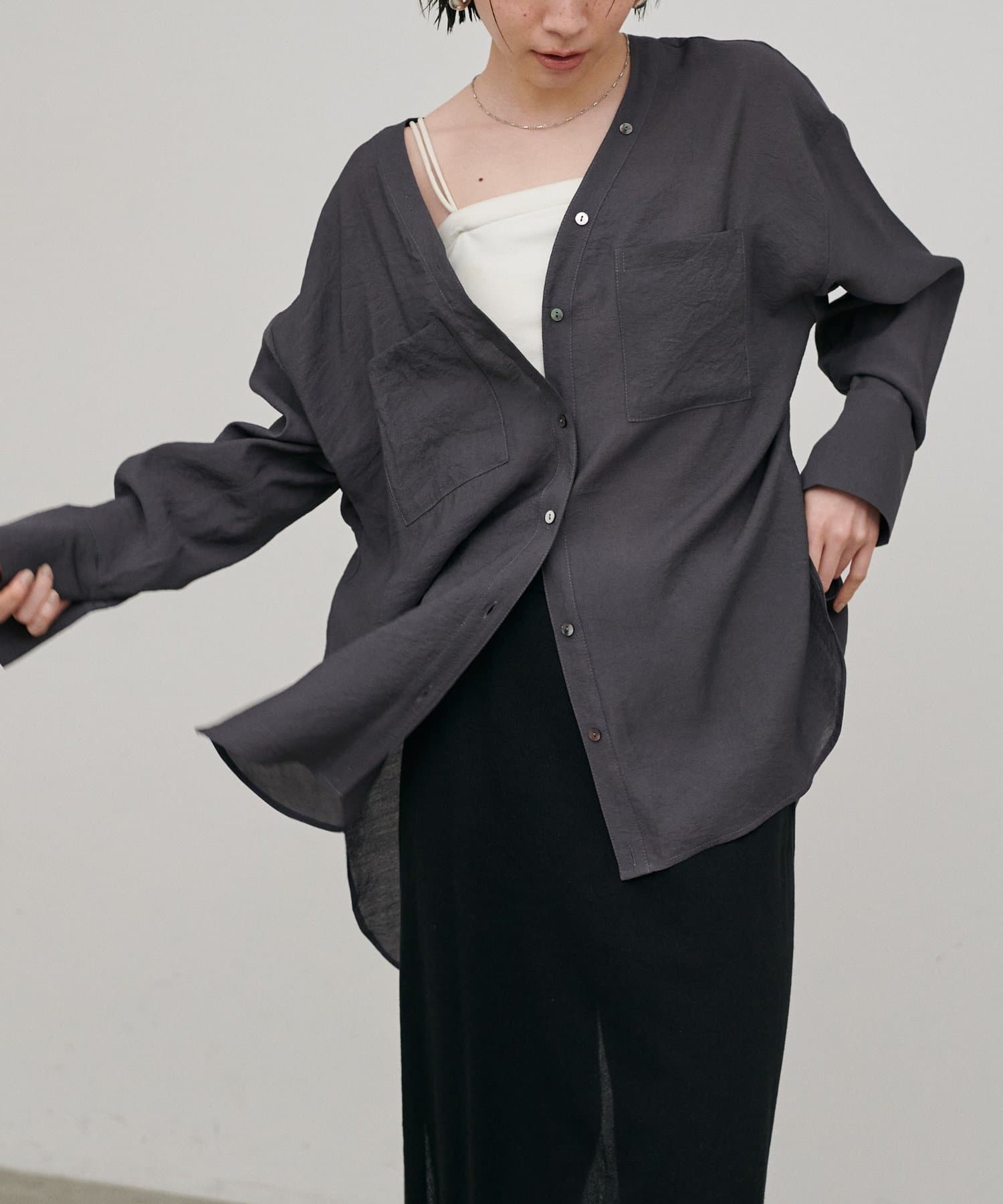 LARUTA(ラルータ) 2WAYVネックスキッパーシャツ