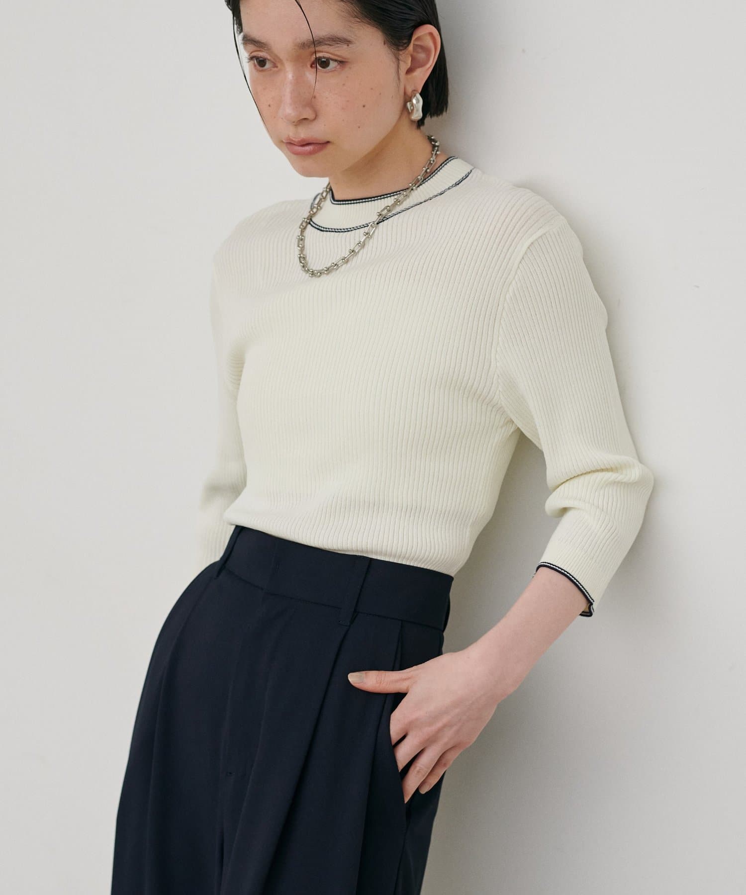 LARUTA(ラルータ) 強撚配色リブニット