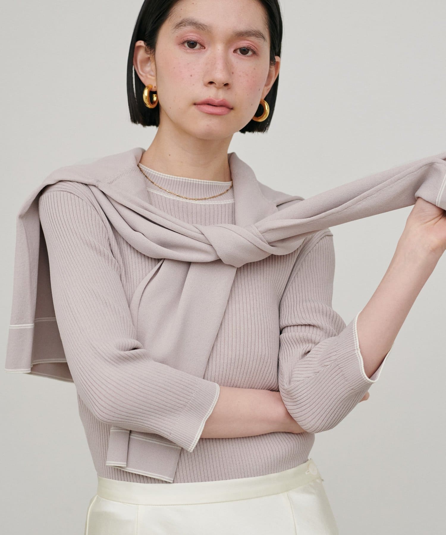 LARUTA(ラルータ) 強撚配色リブニット