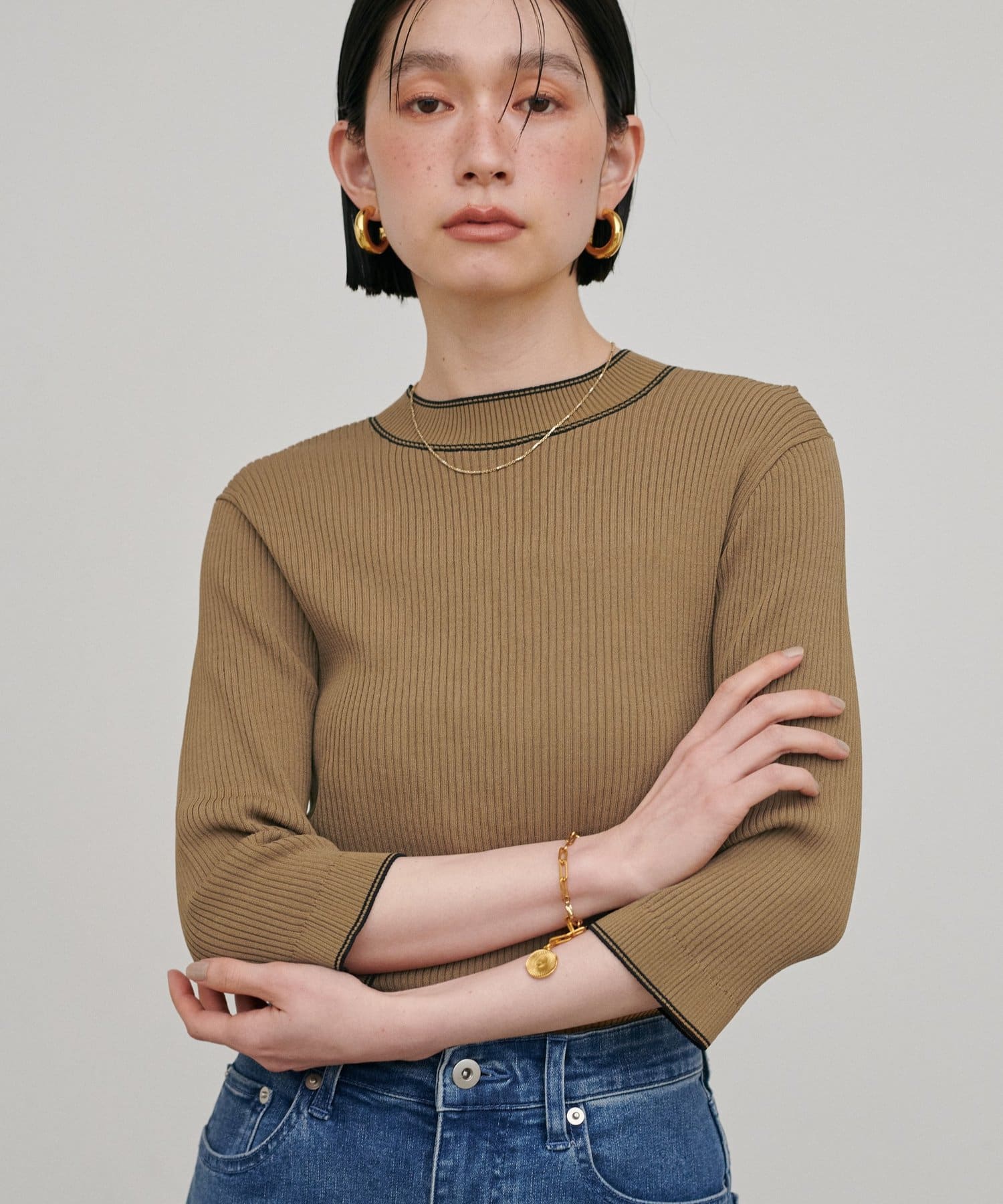 LARUTA(ラルータ) 強撚配色リブニット