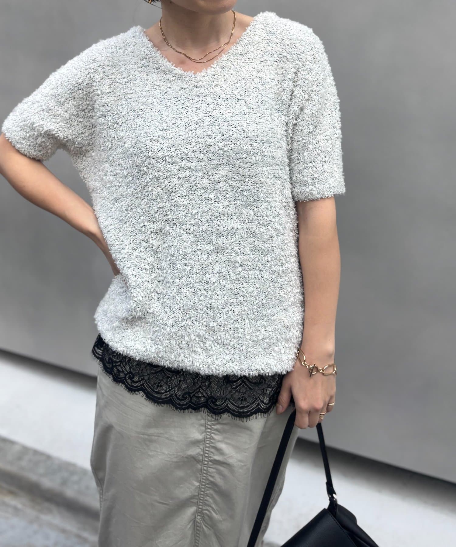 LARUTA(ラルータ) 【Azusa企画】リボンヤーンドルマンサマーニット