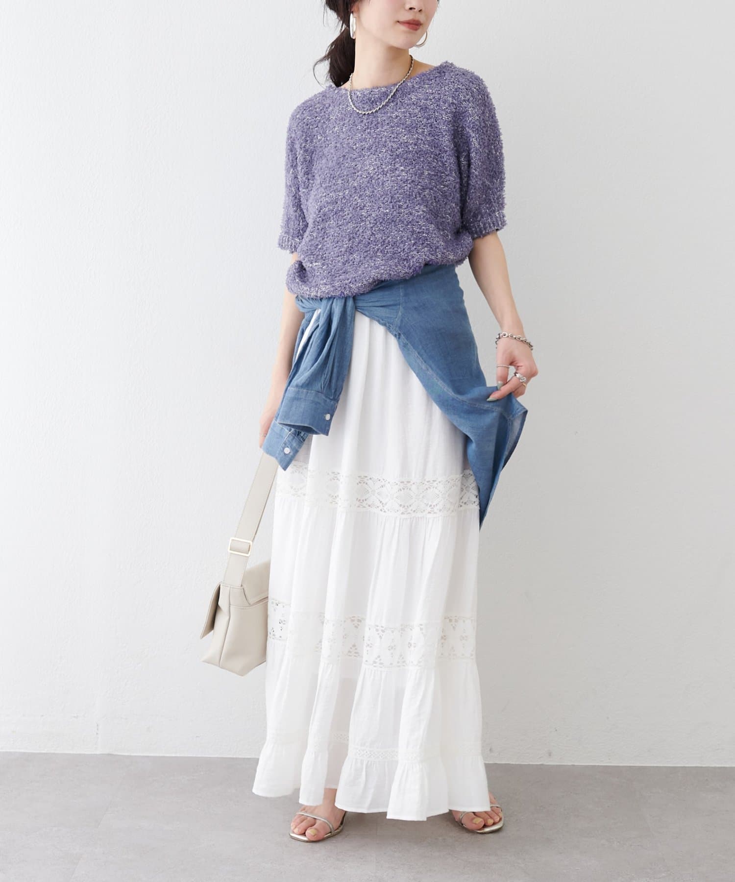 LARUTA(ラルータ) 【Azusa企画】リボンヤーンドルマンサマーニット