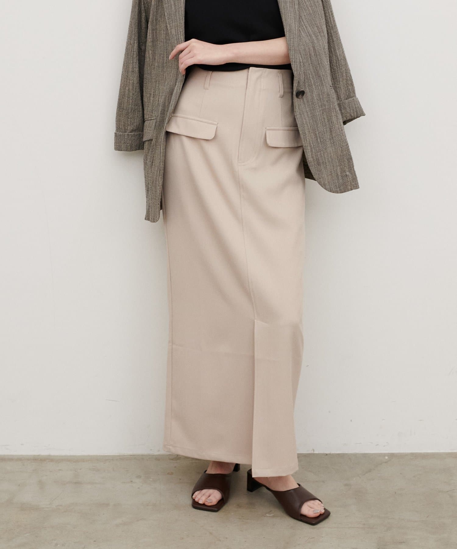 LARUTA(ラルータ) ［Yurieピック］フラップポケット付きストレートスカート