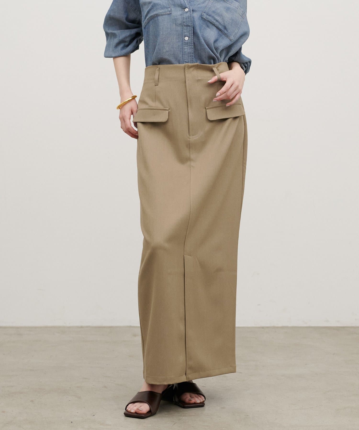 LARUTA(ラルータ) ［Yurieピック］フラップポケット付きストレートスカート