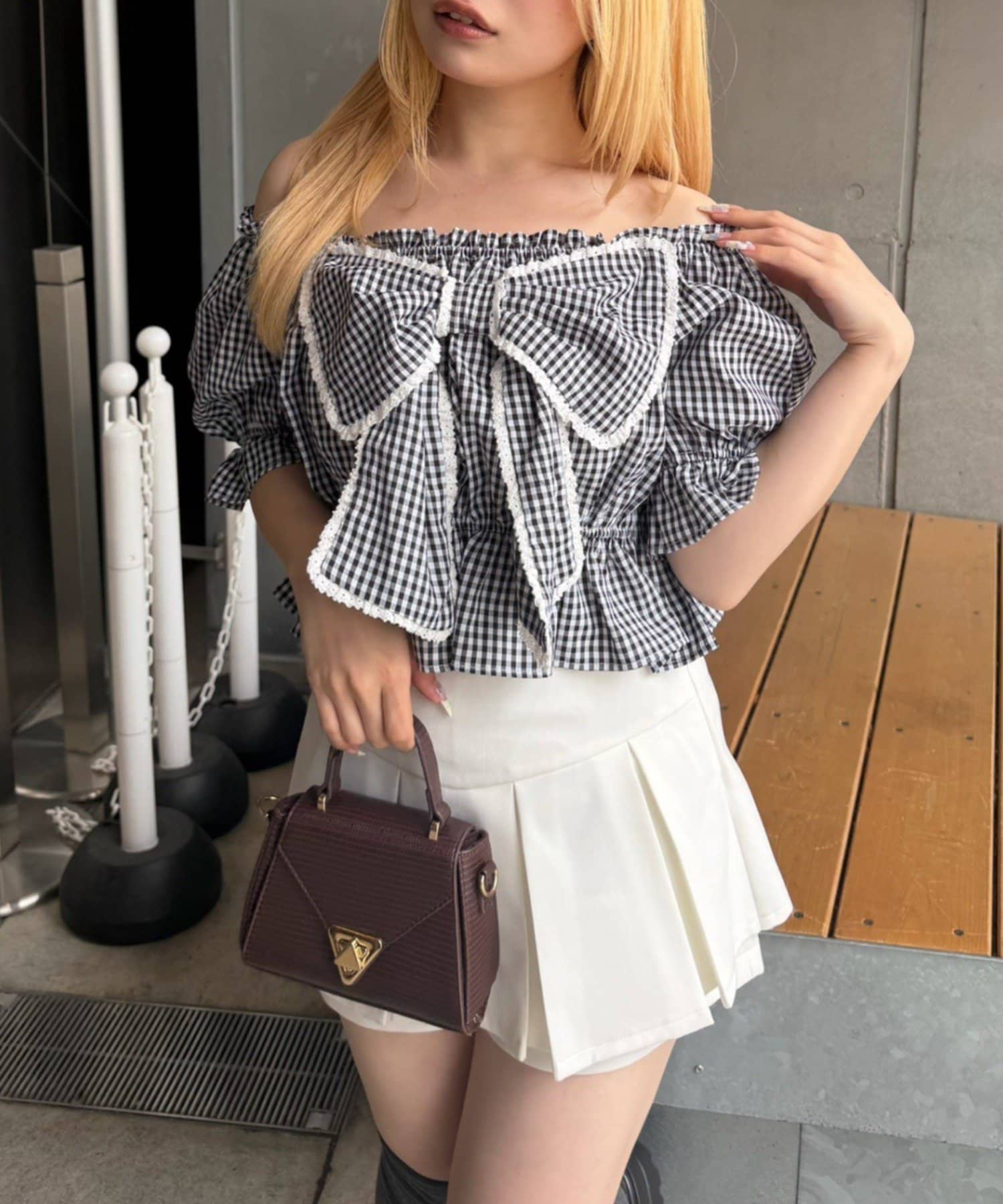 NICE CLAUP / OLIVE des OLIVE OUTLET(ナイスクラップ  / オリーブ デ オリーブ アウトレット) 【Ribbon Collection】	レースBigリボンブラウス