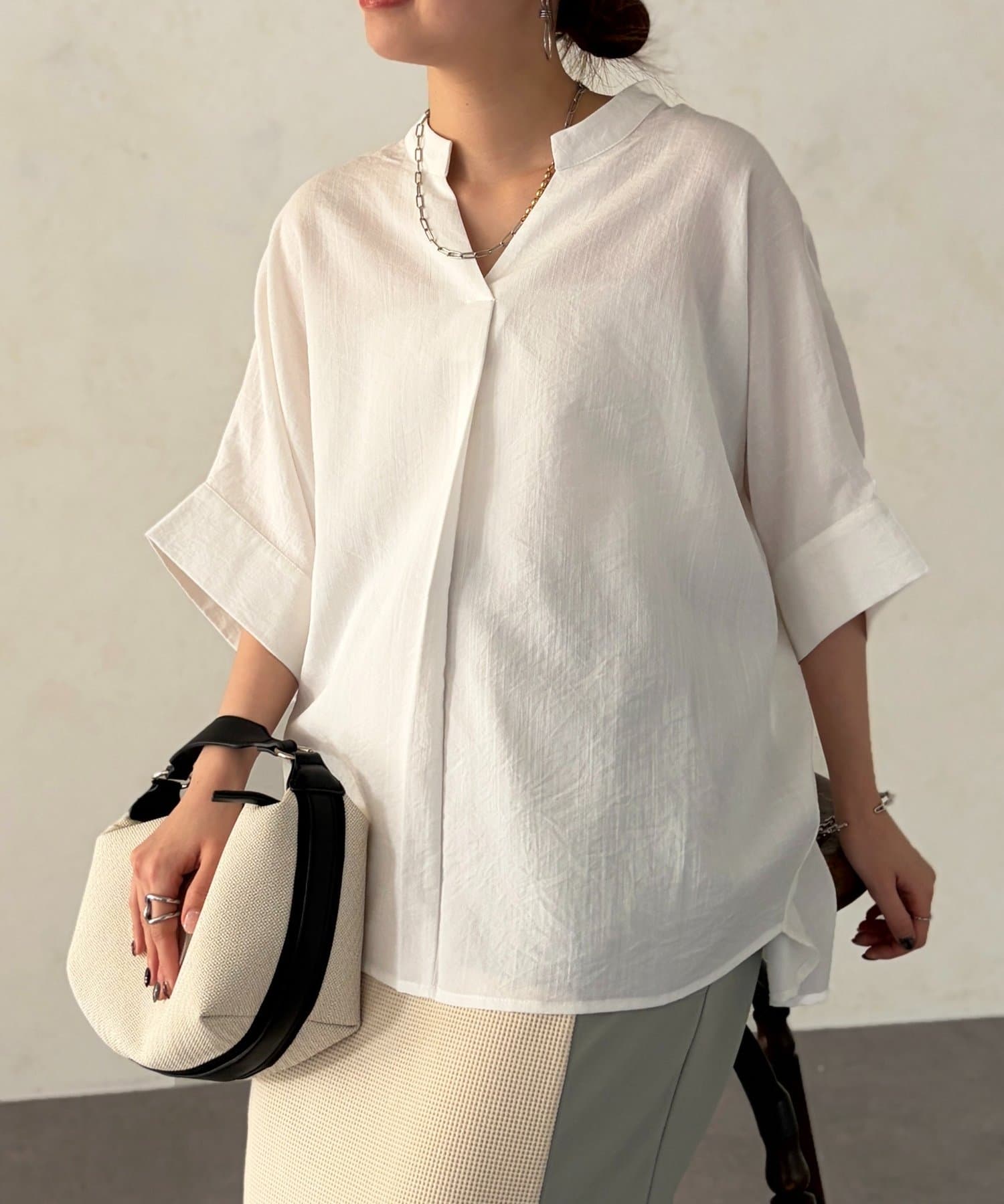 Chez toi(シェトワ) 袖ターンバックブラウス