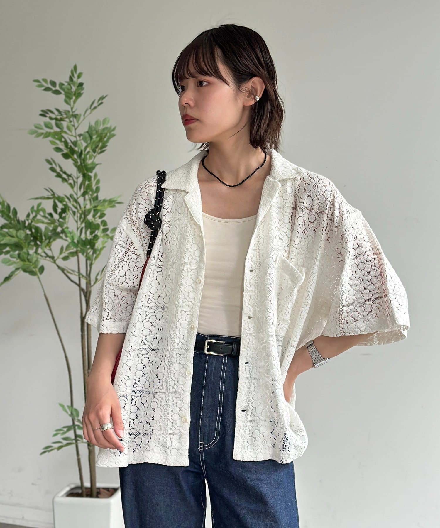 CPCM(シーピーシーエム) インドレース開襟シャツ