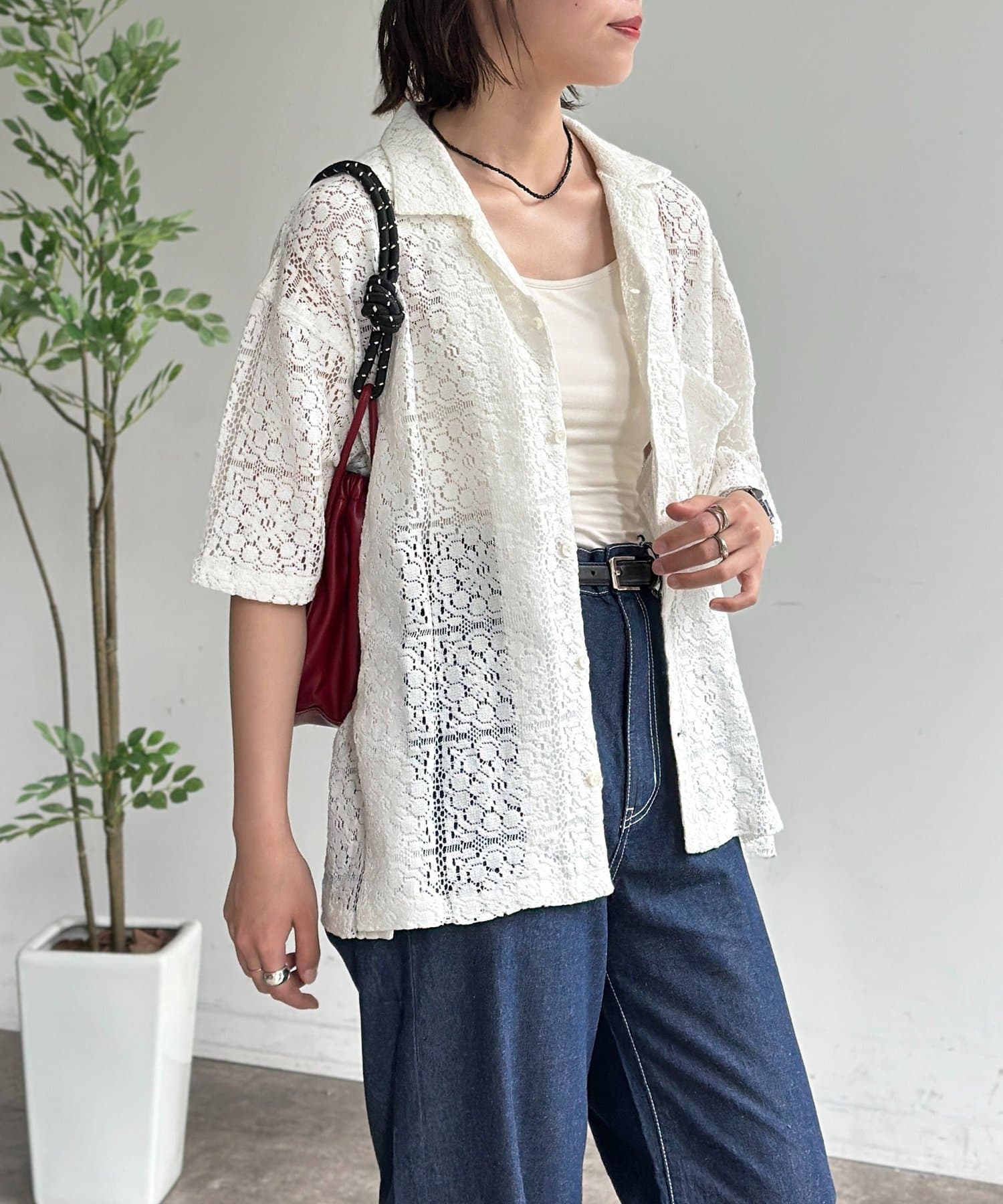 CPCM(シーピーシーエム) インドレース開襟シャツ