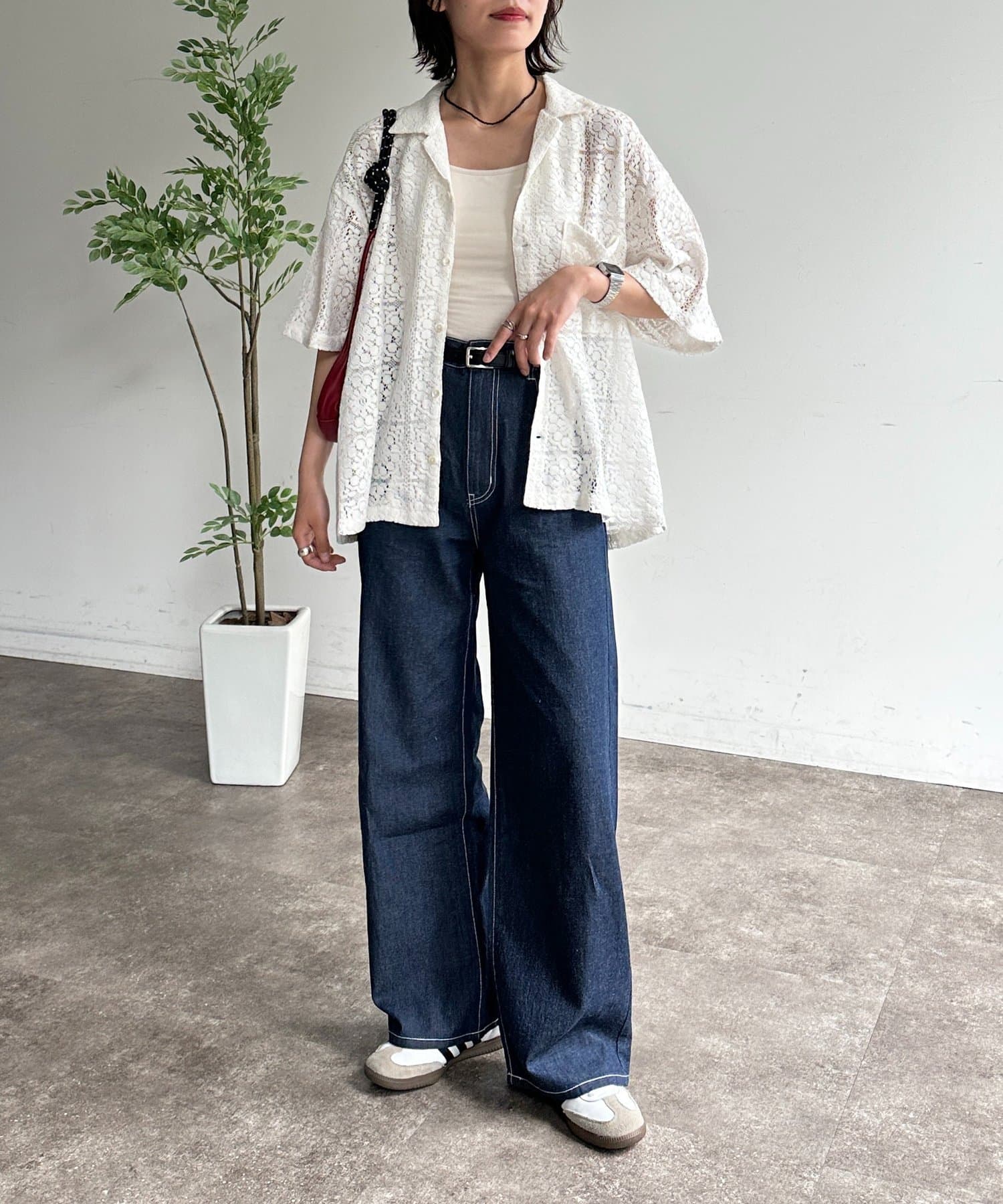 CPCM(シーピーシーエム) インドレース開襟シャツ